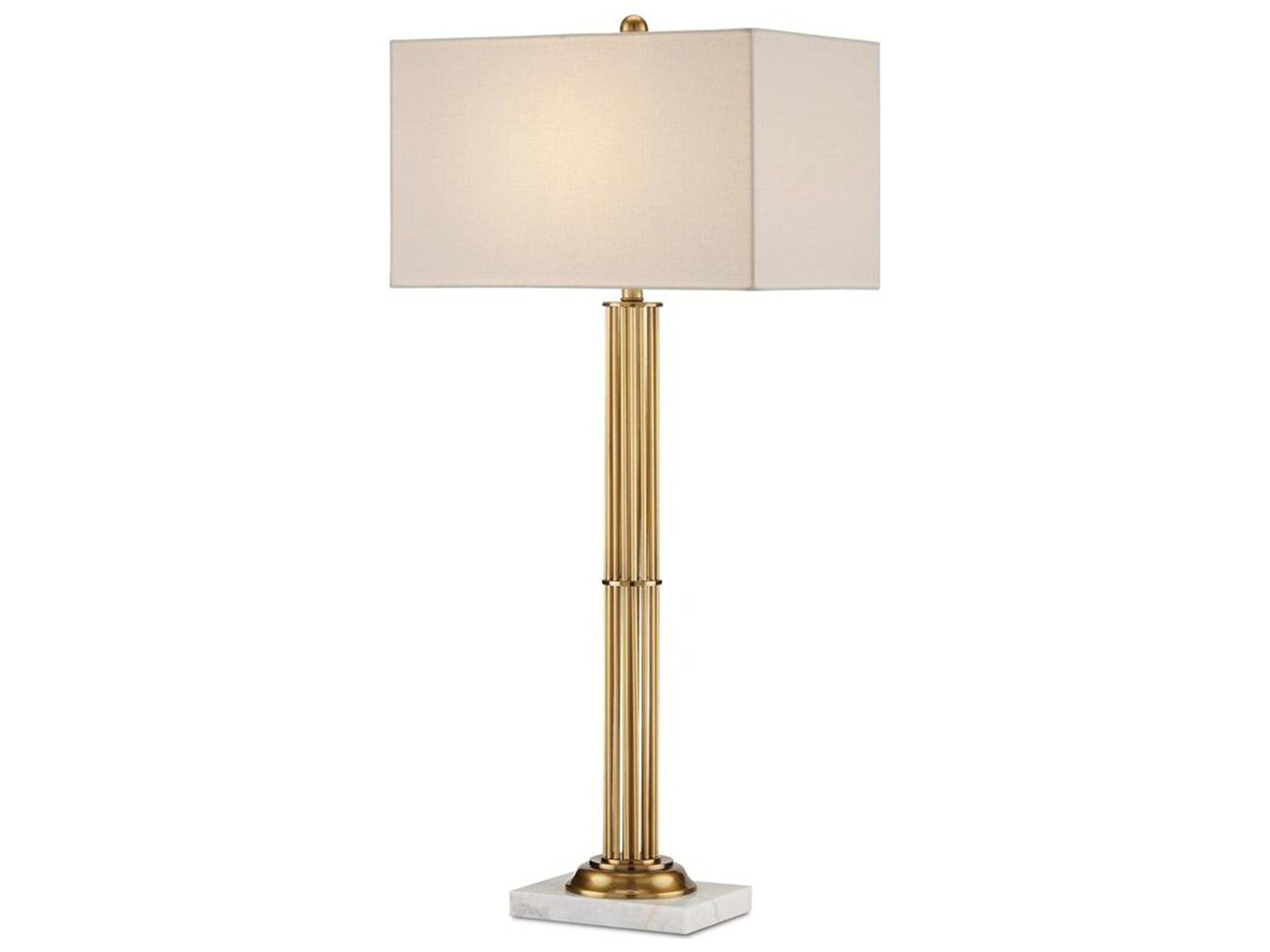 Currey & Company Allegory Antique Brass White Marble Buffet Lamp