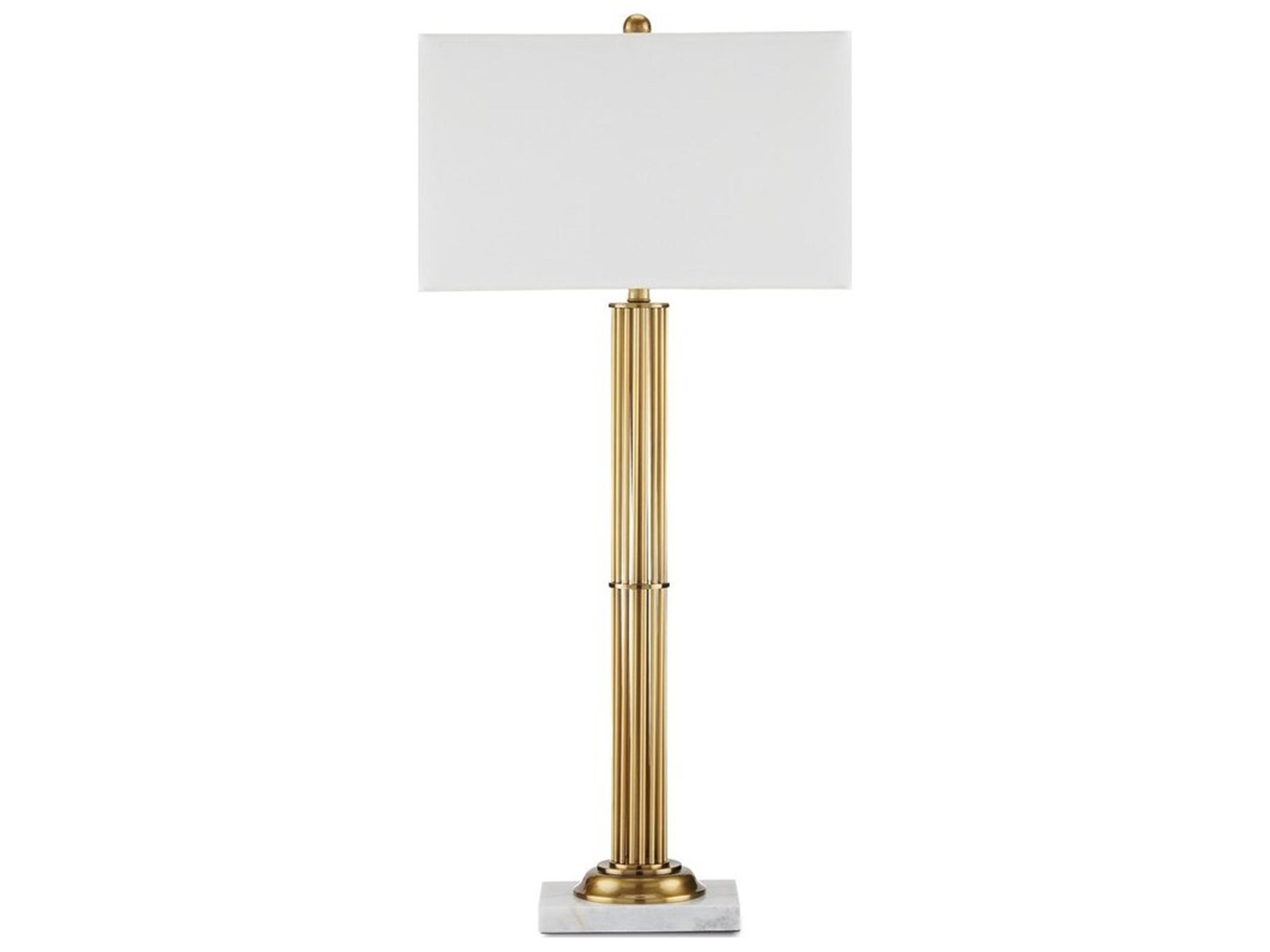 Currey & Company Allegory Antique Brass White Marble Buffet Lamp