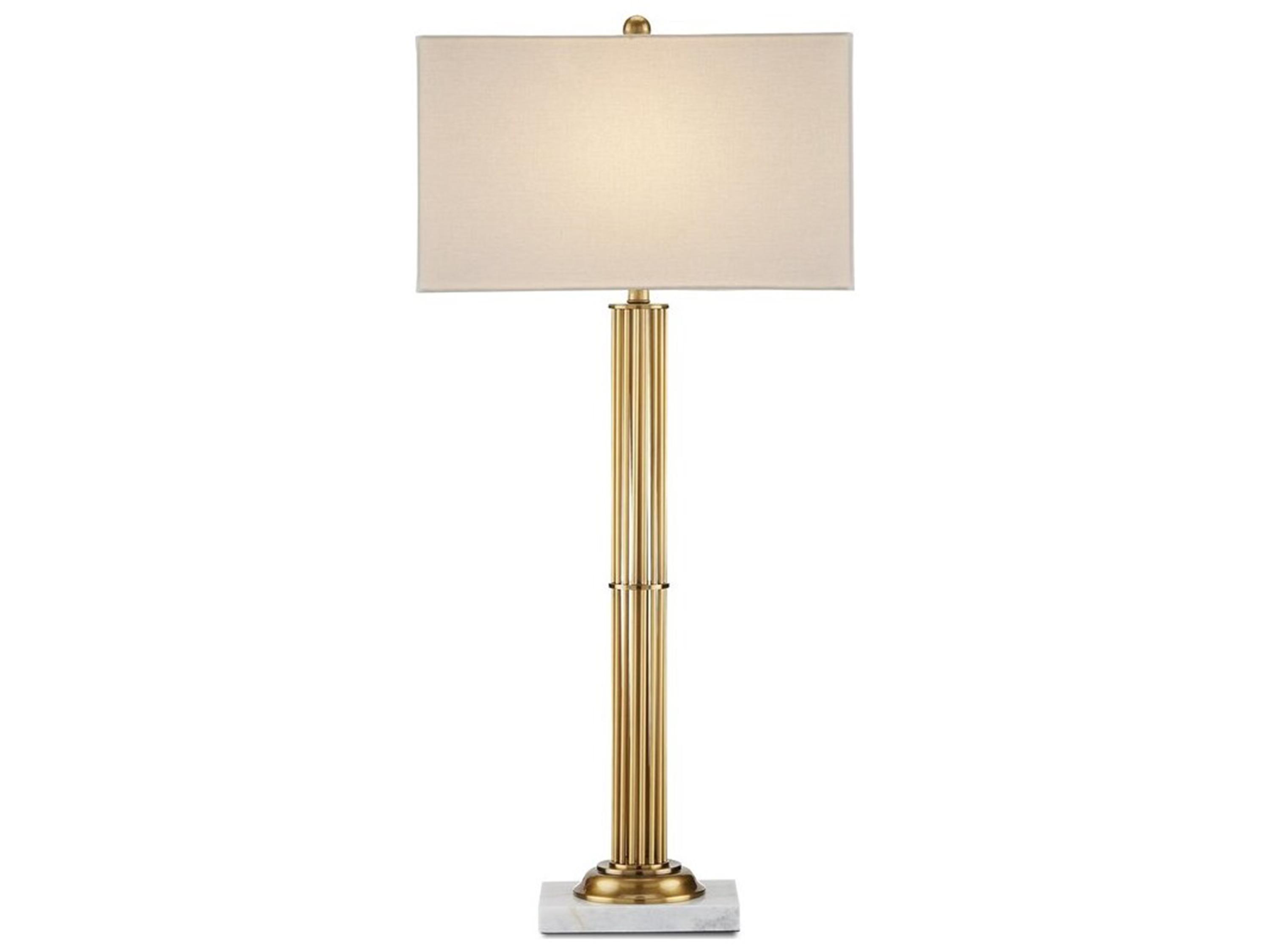 Currey & Company Allegory Antique Brass White Marble Buffet Lamp