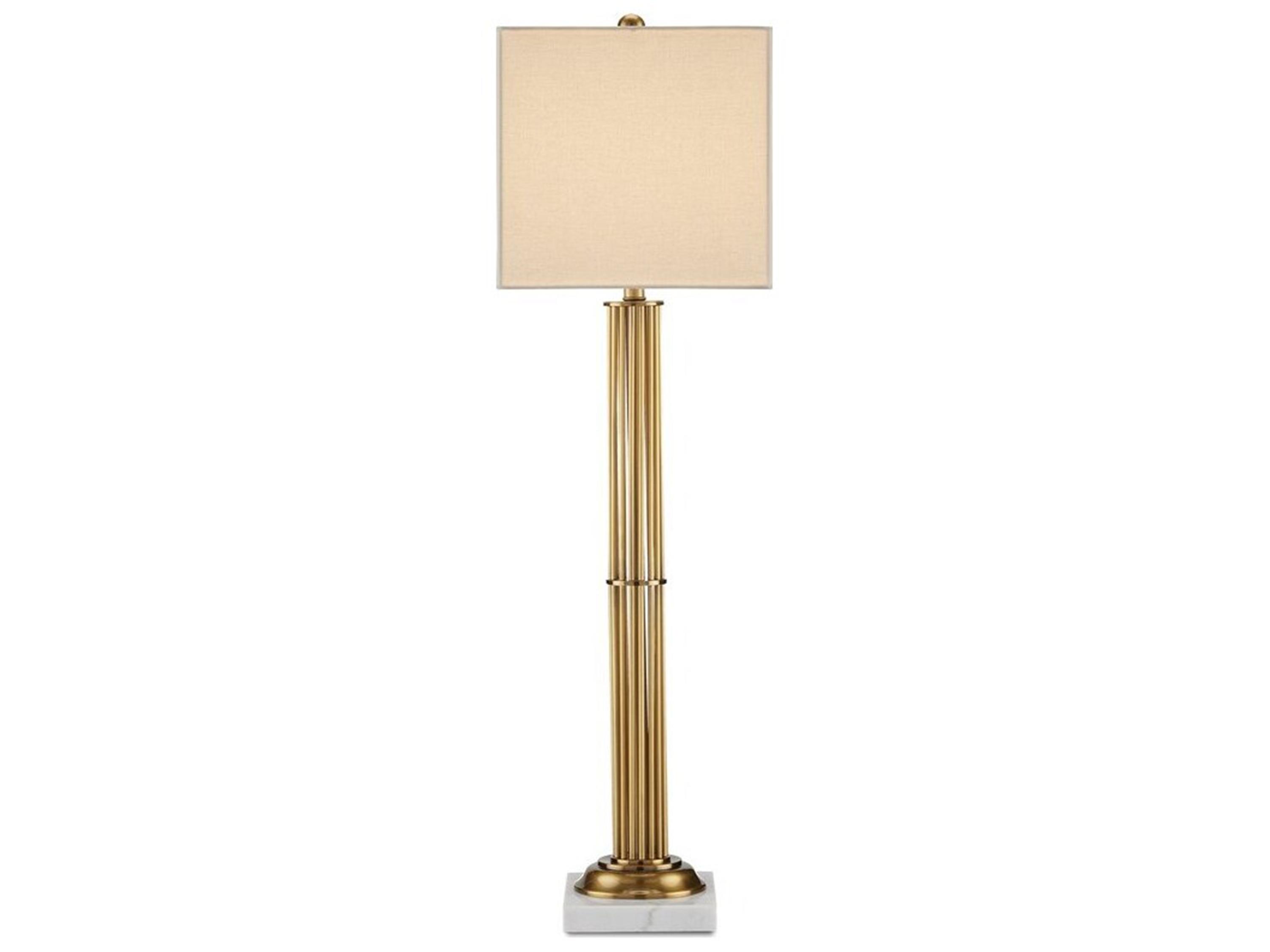 Currey & Company Allegory Antique Brass White Marble Buffet Lamp