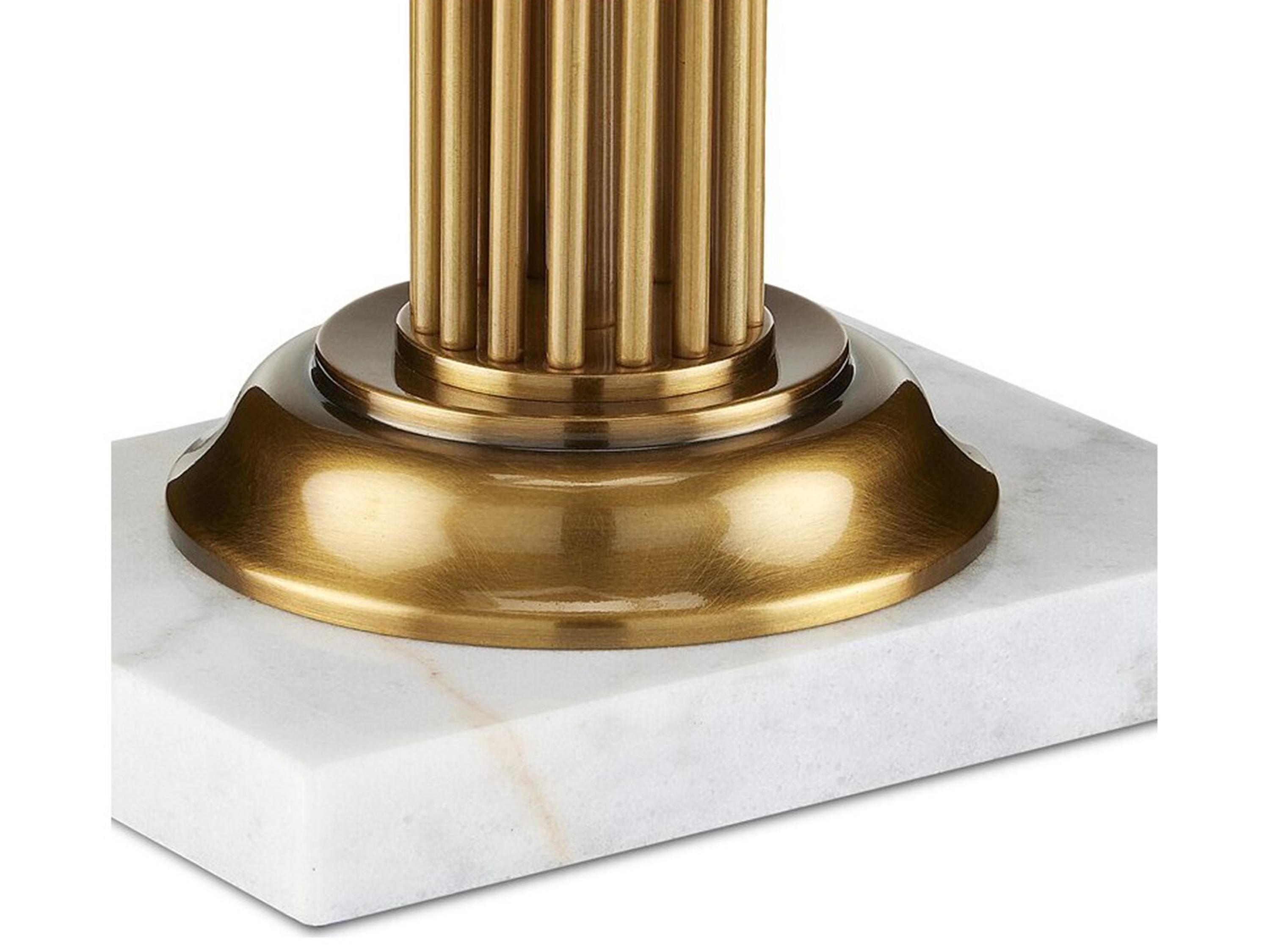 Currey & Company Allegory Antique Brass White Marble Buffet Lamp