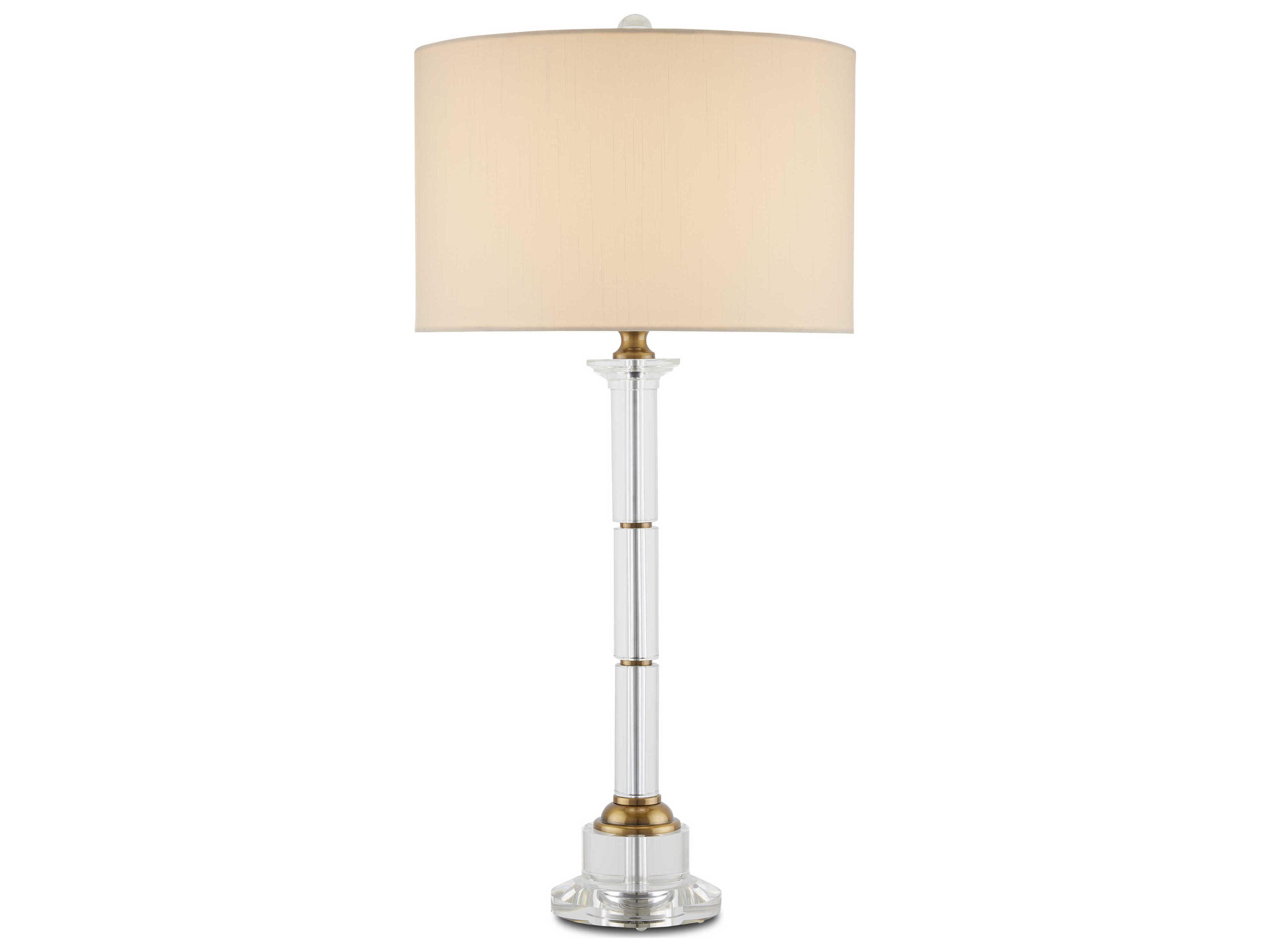 Currey & Company Lothian Clear Antique Brass Crystal Table Lamp