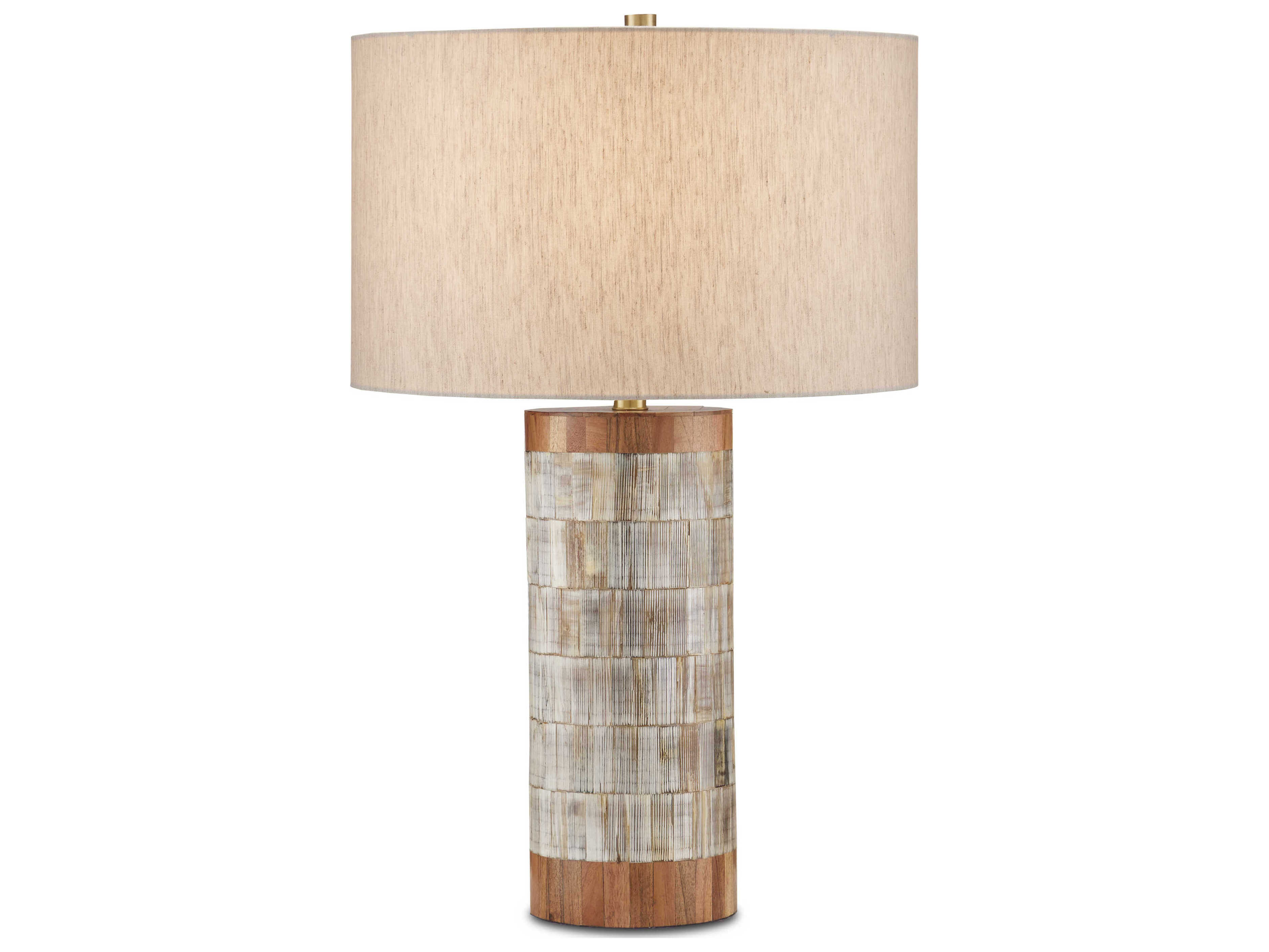 Currey & Company Hyson 1-Light Natural Brass Linen Brown Table Lamp