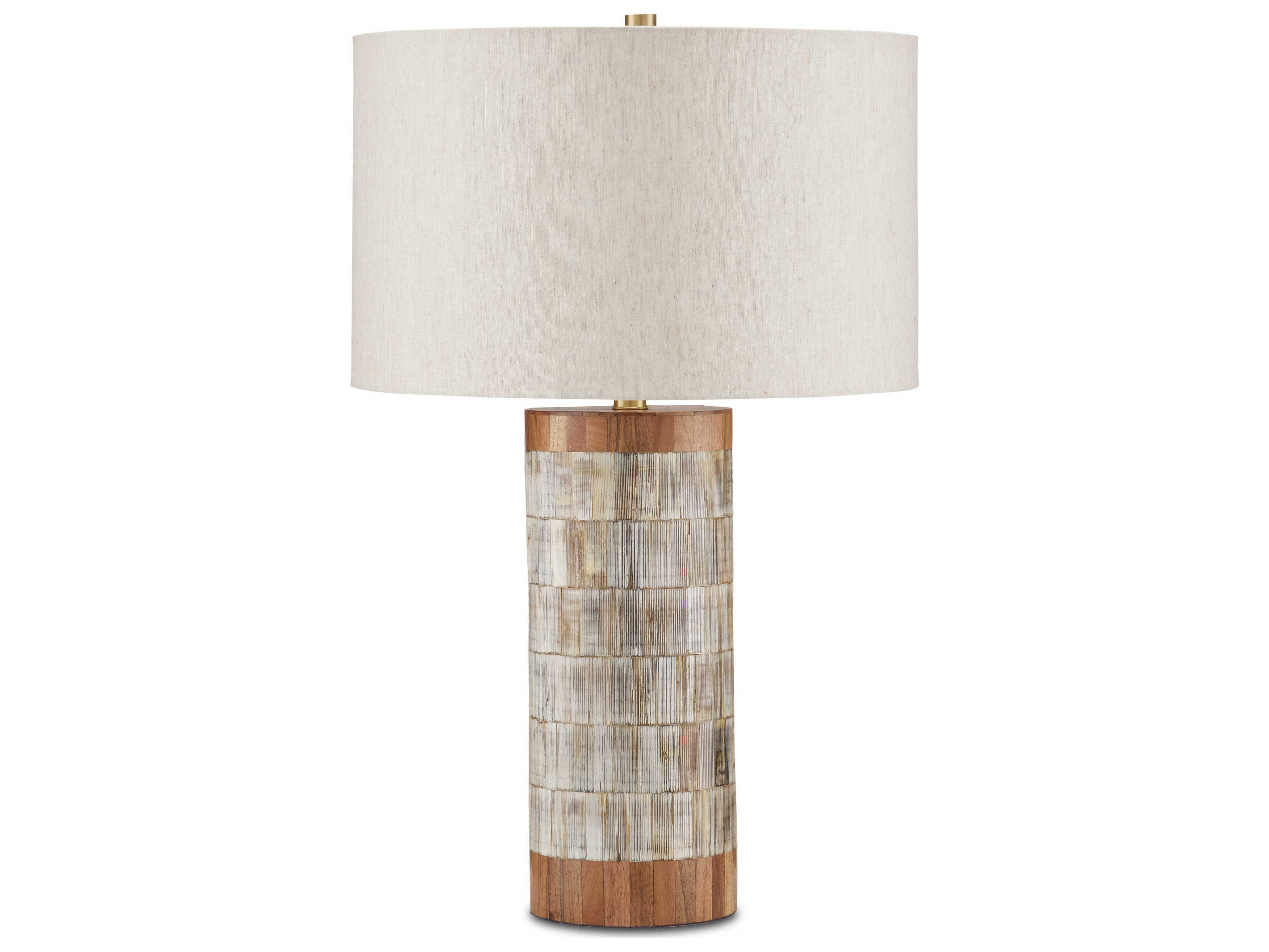Currey & Company Hyson 1-Light Natural Brass Linen Brown Table Lamp