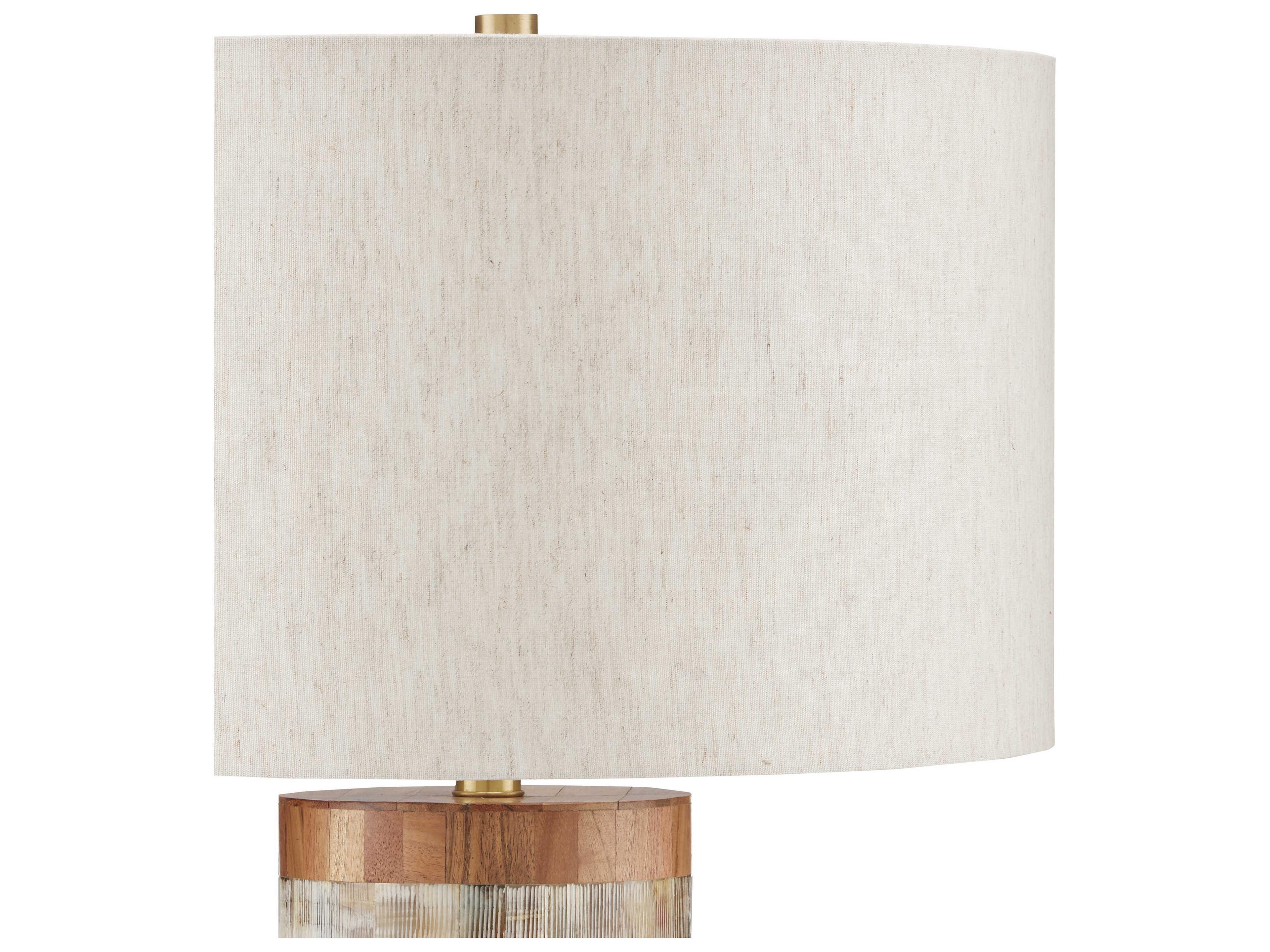 Currey & Company Hyson 1-Light Natural Brass Linen Brown Table Lamp
