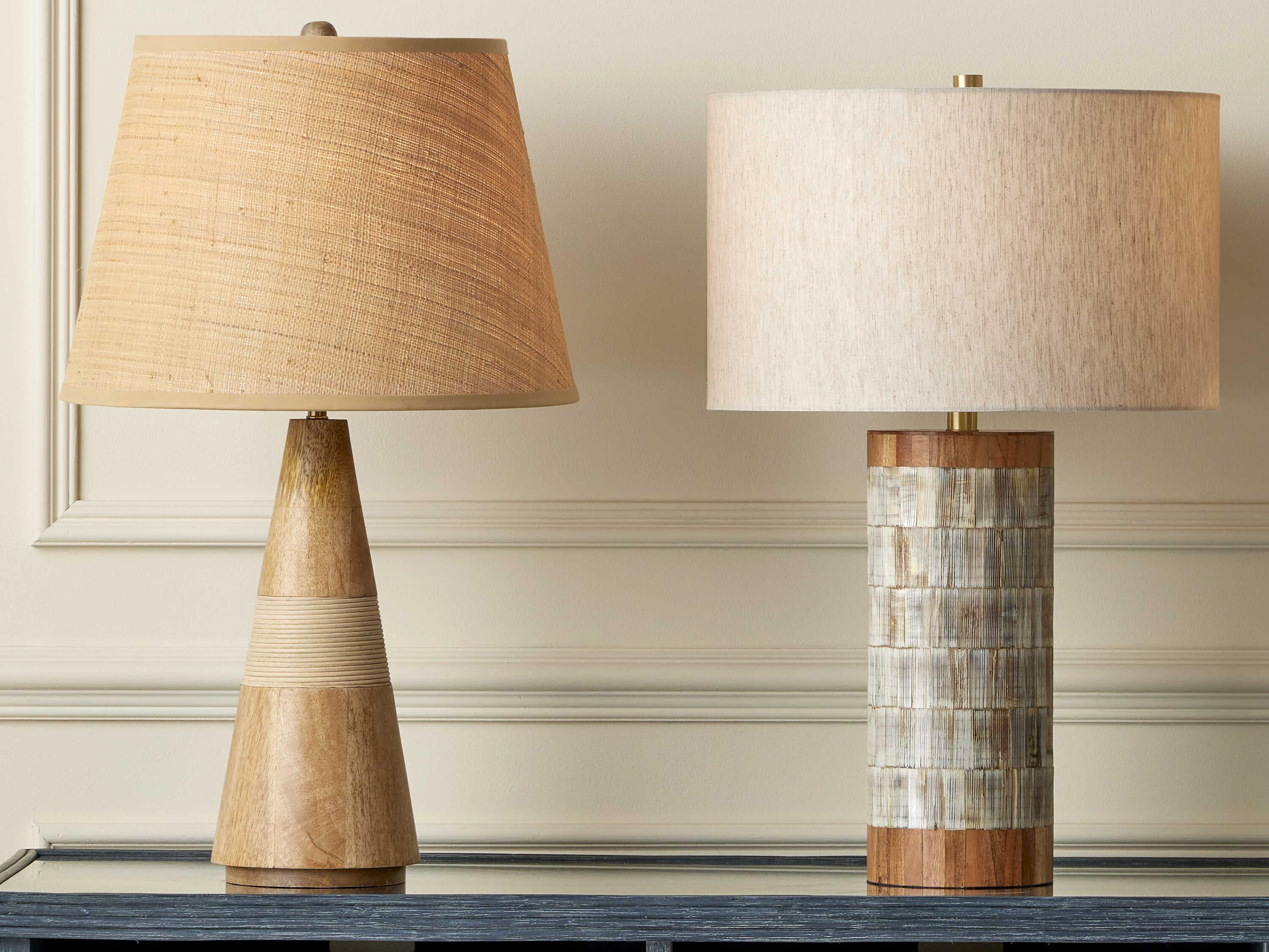 Currey & Company Hyson 1-Light Natural Brass Linen Brown Table Lamp