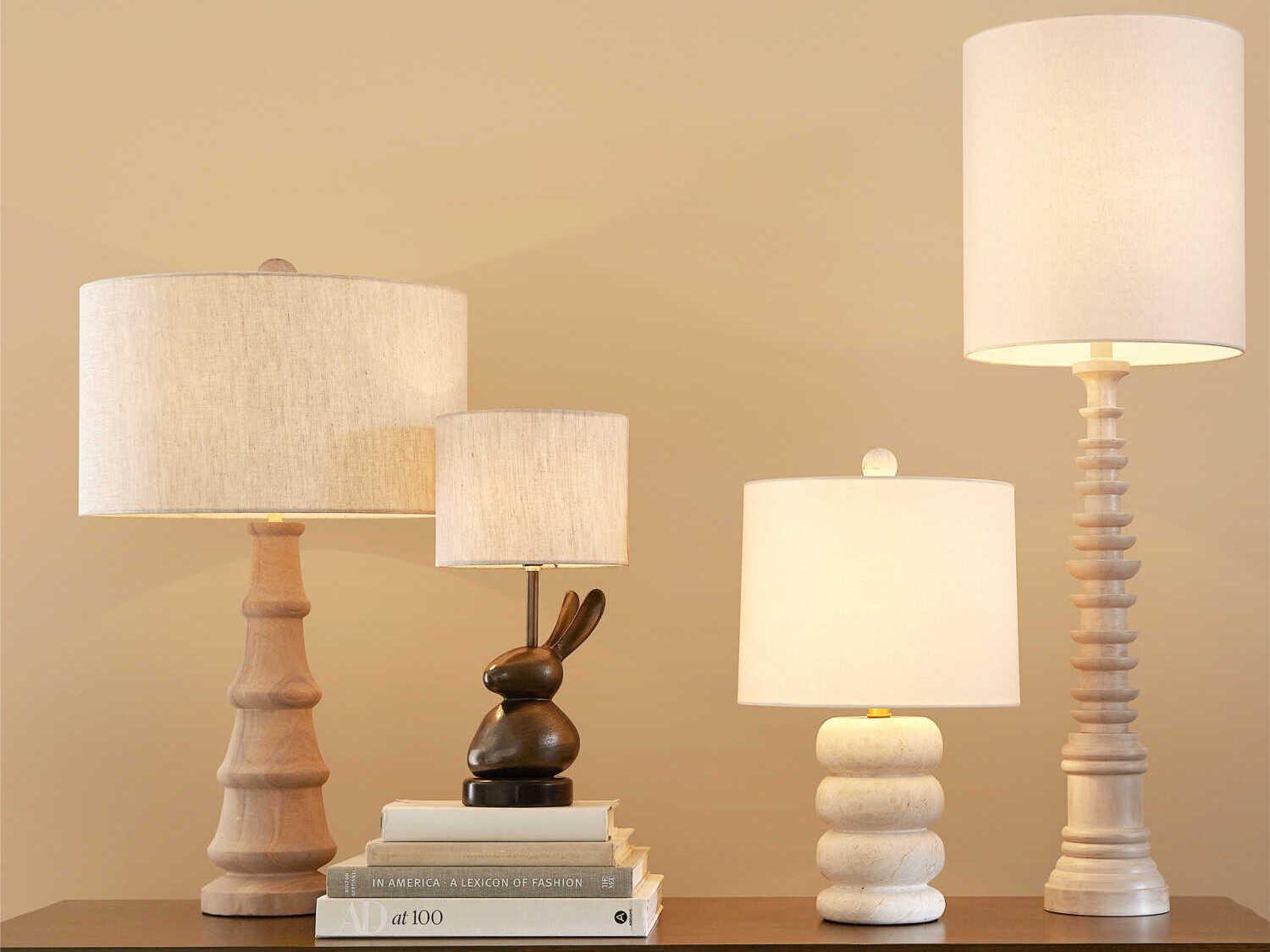 Currey & Company Girault 1-Light Beige antique Brass Bone Linen Brown Table Lamp