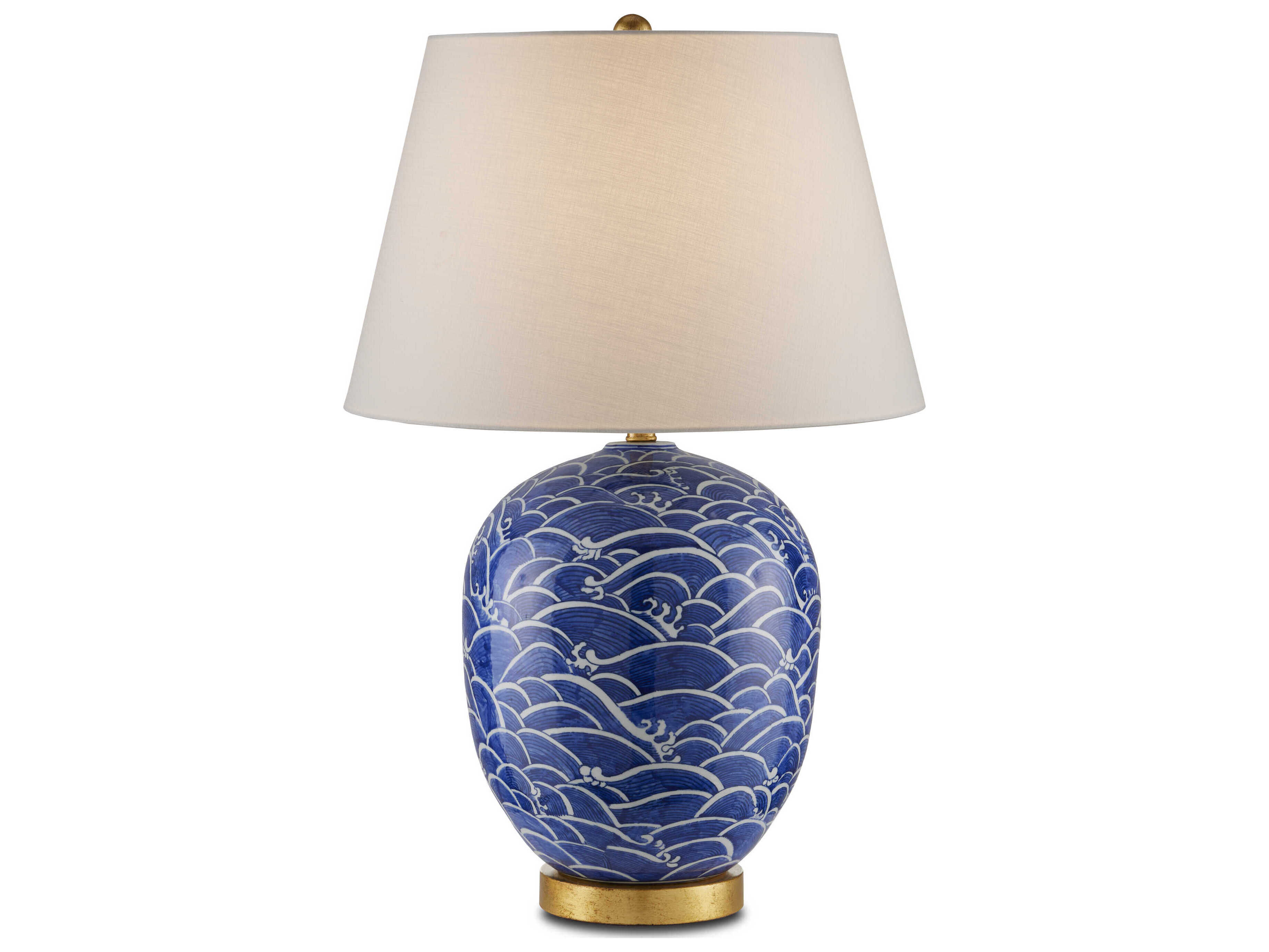 Currey & Company Nami 1-Light Blue White Gold Leaf Table Lamp