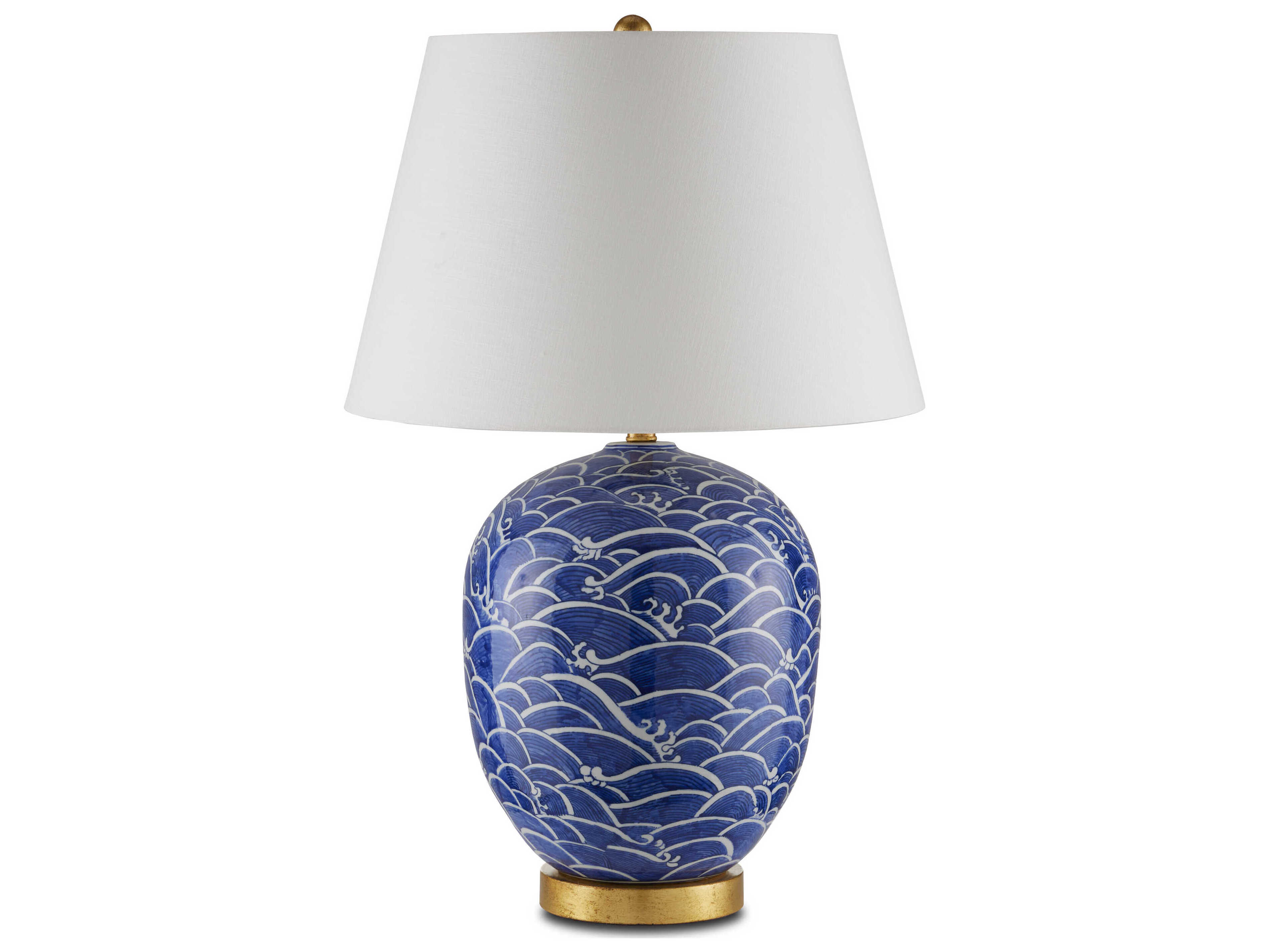 Currey & Company Nami 1-Light Blue White Gold Leaf Table Lamp