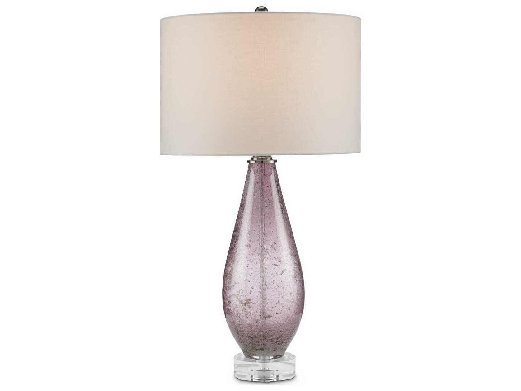 Currey & Company Optimist 1-Light Purple clear antique Nickel Table Lamp