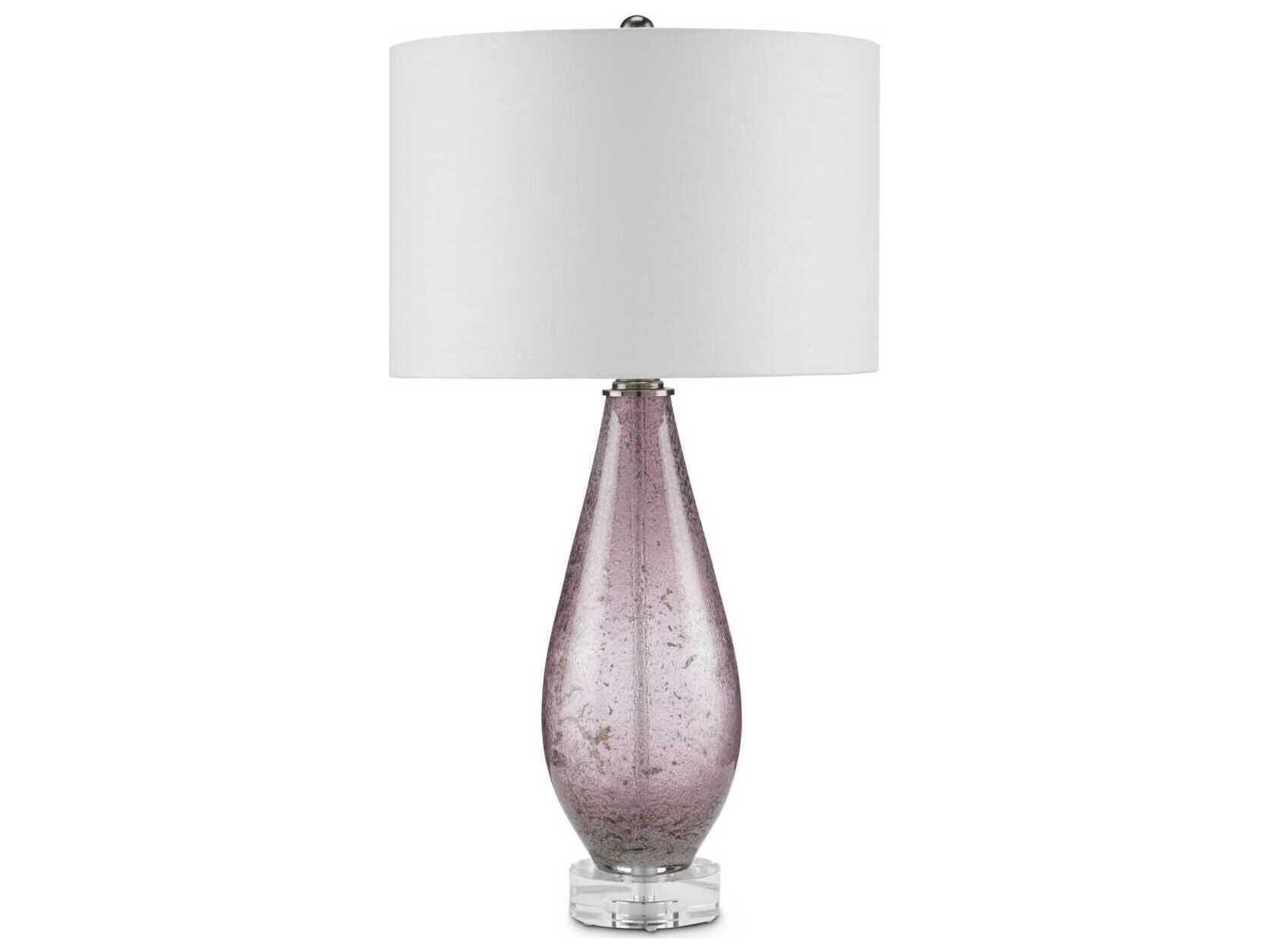 Currey & Company Optimist 1-Light Purple clear antique Nickel Table Lamp