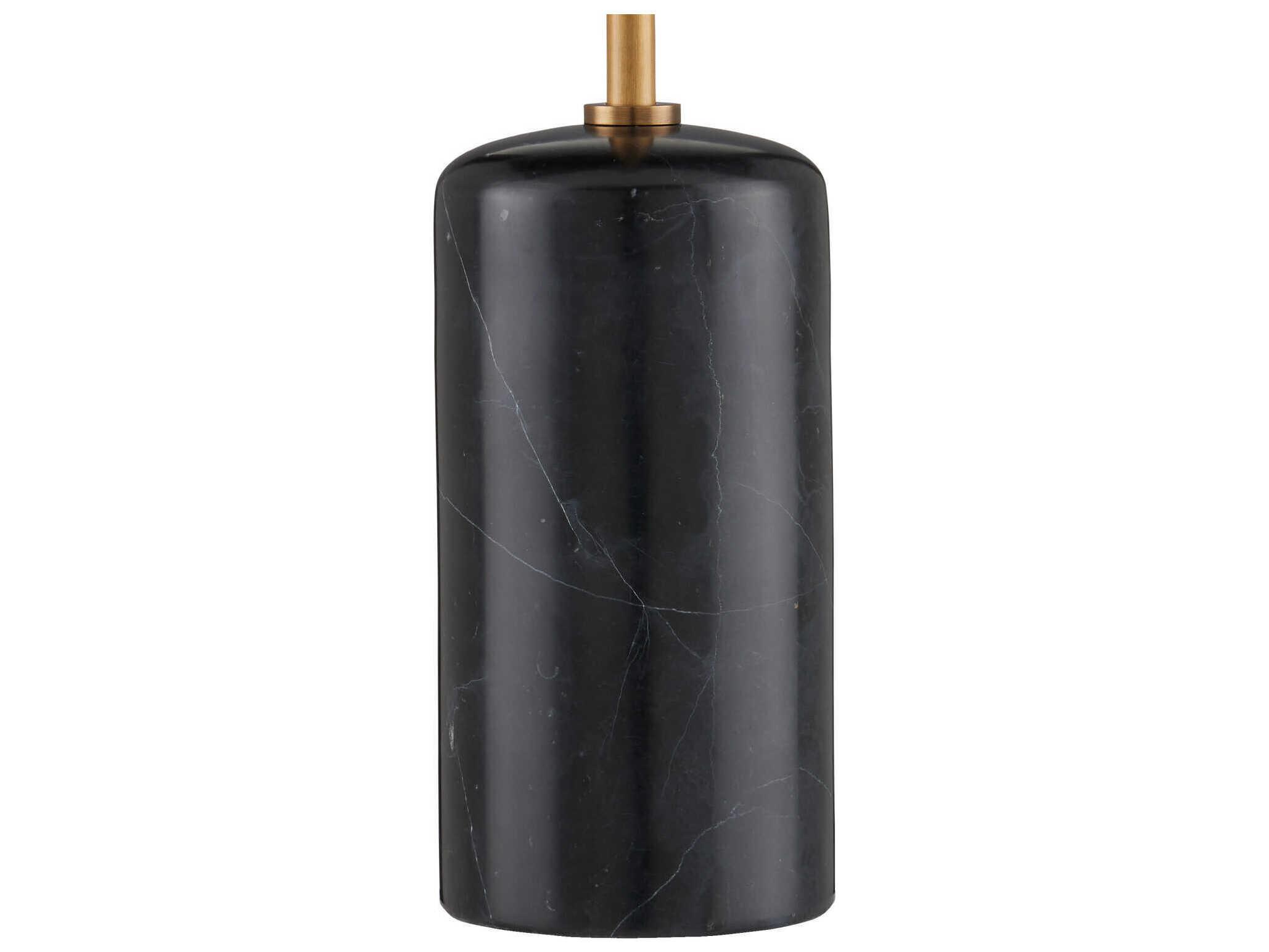 Currey & Company Martini Brushed Brass Natural Off White Shantung Buffet Lamp