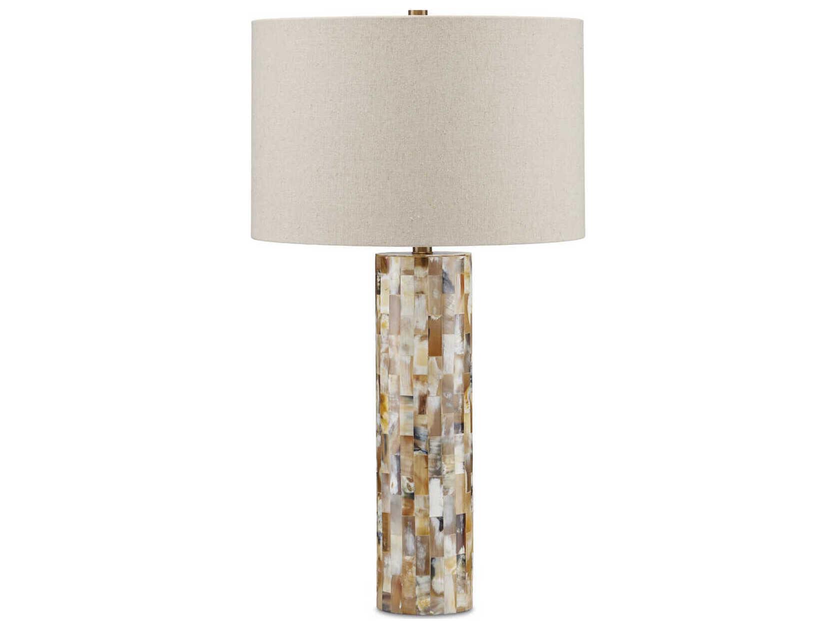 Currey & Company Colevile Natural Beige Linen Brown Buffet Lamp