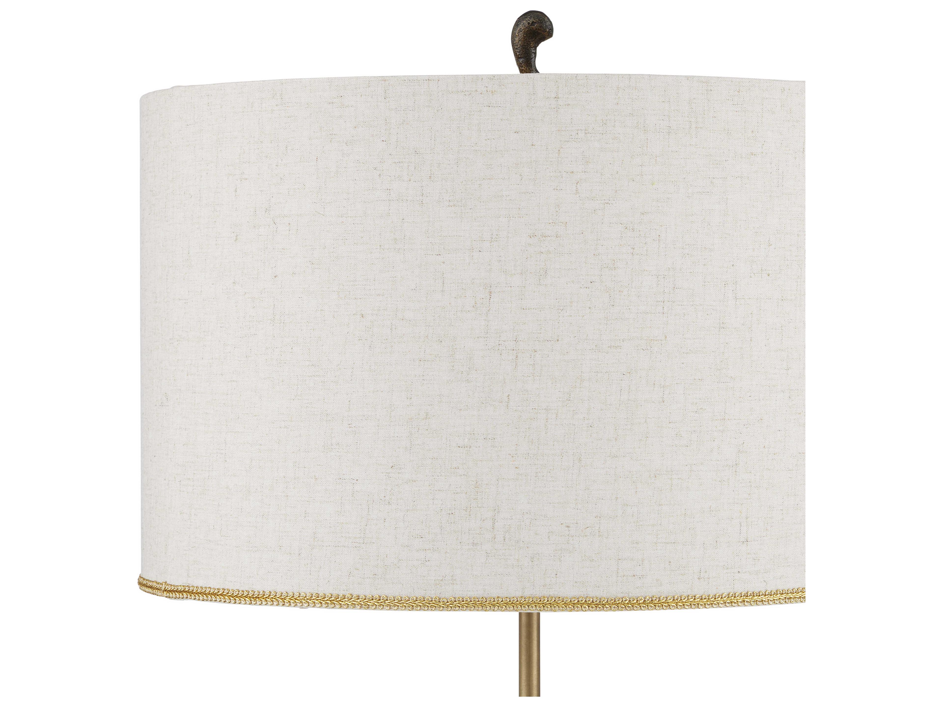 Currey & Company Codorniz Antique Brass Black Natural Linen With Gold Foil Lining Buffet Lamp