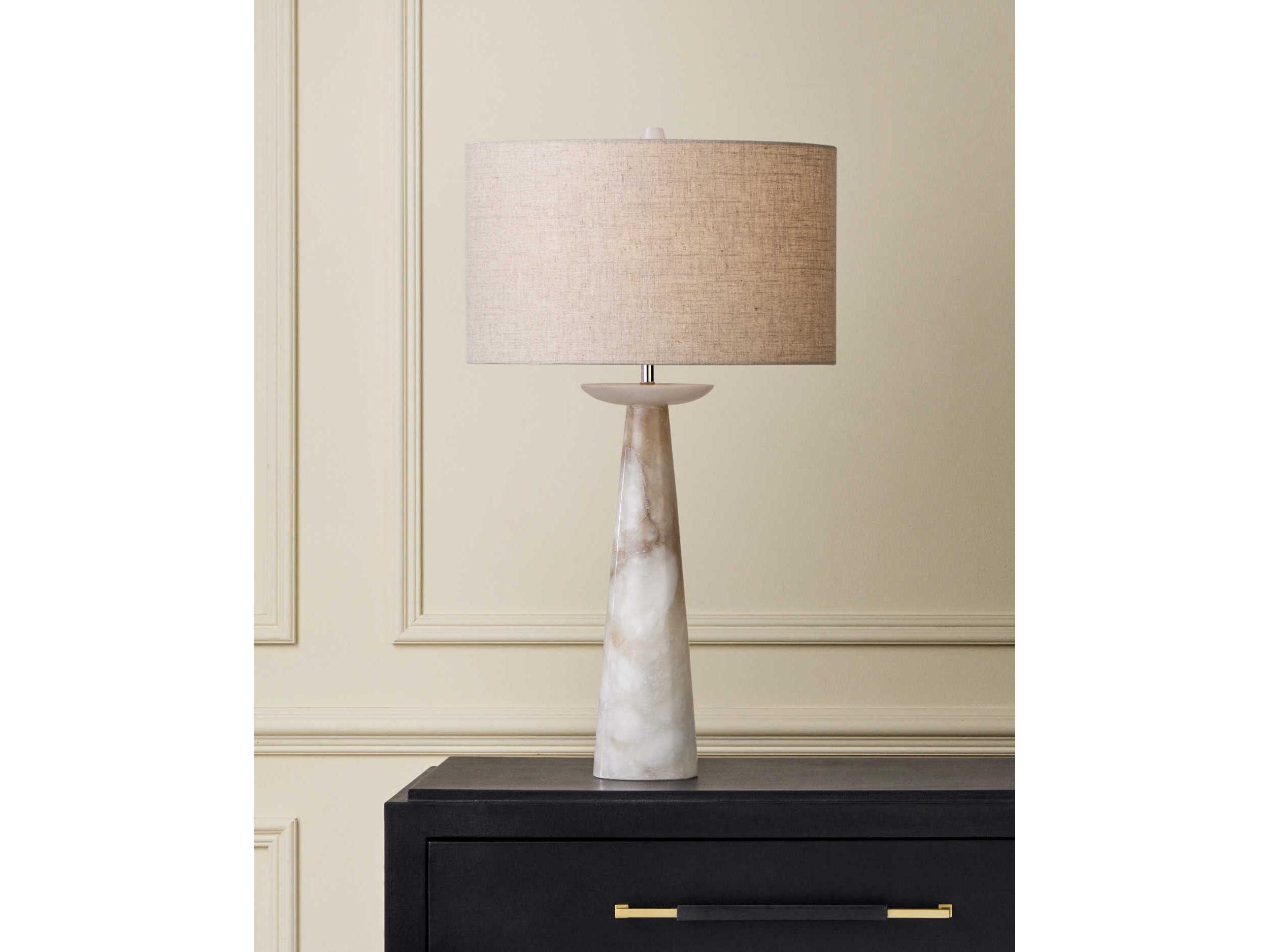 Currey & Company Pharos Natural Linen White Buffet Lamp