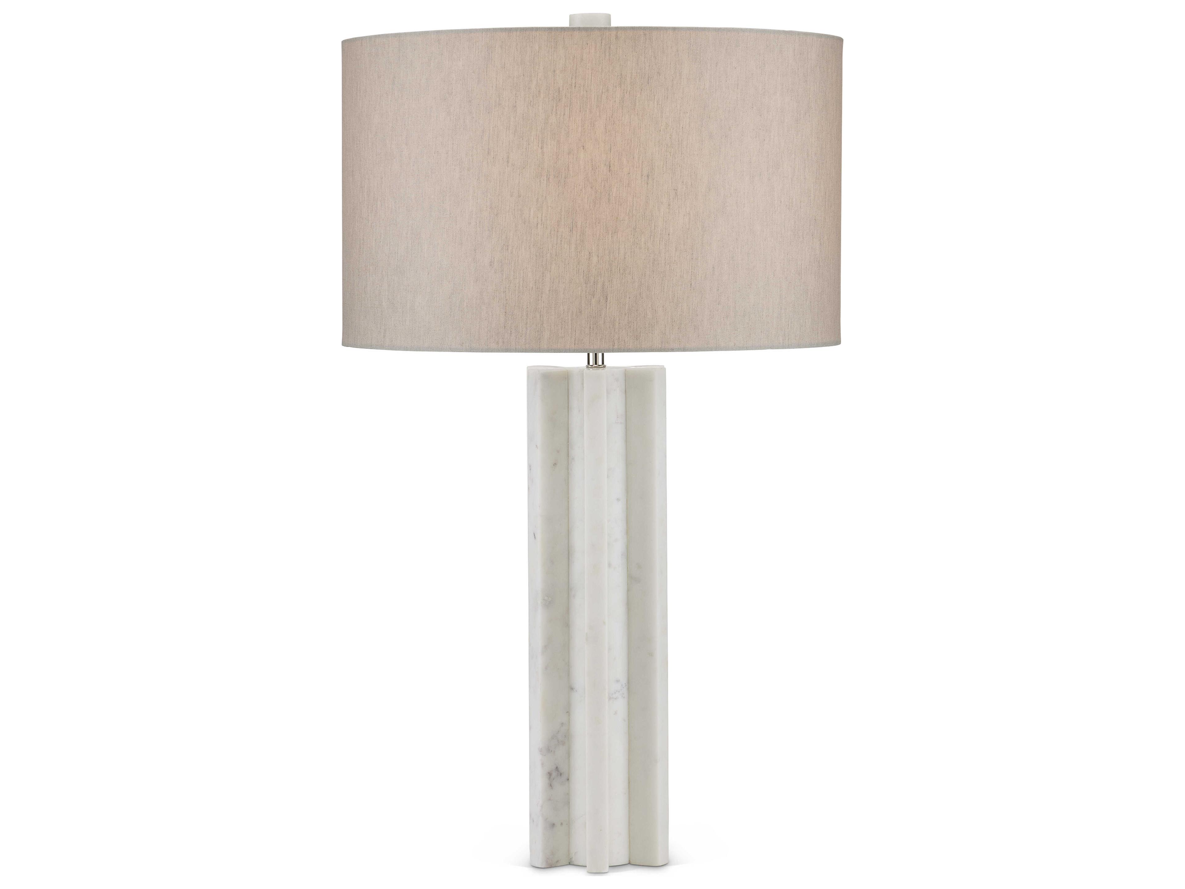 Currey & Company Mercurius White Natural Linen Buffet Lamp