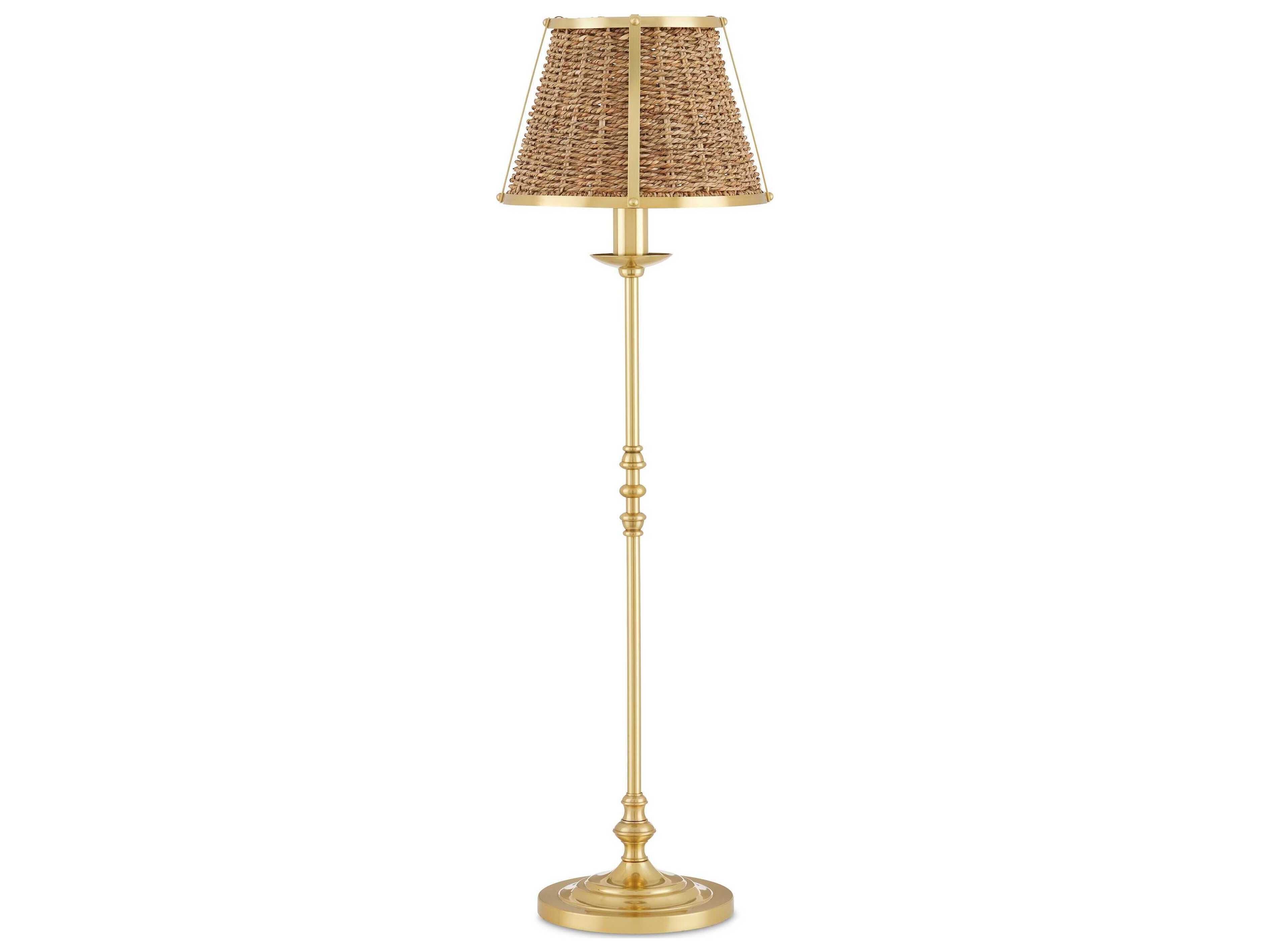 Currey & Company Deauville Polished Brass Natural Seagrass Buffet Lamp