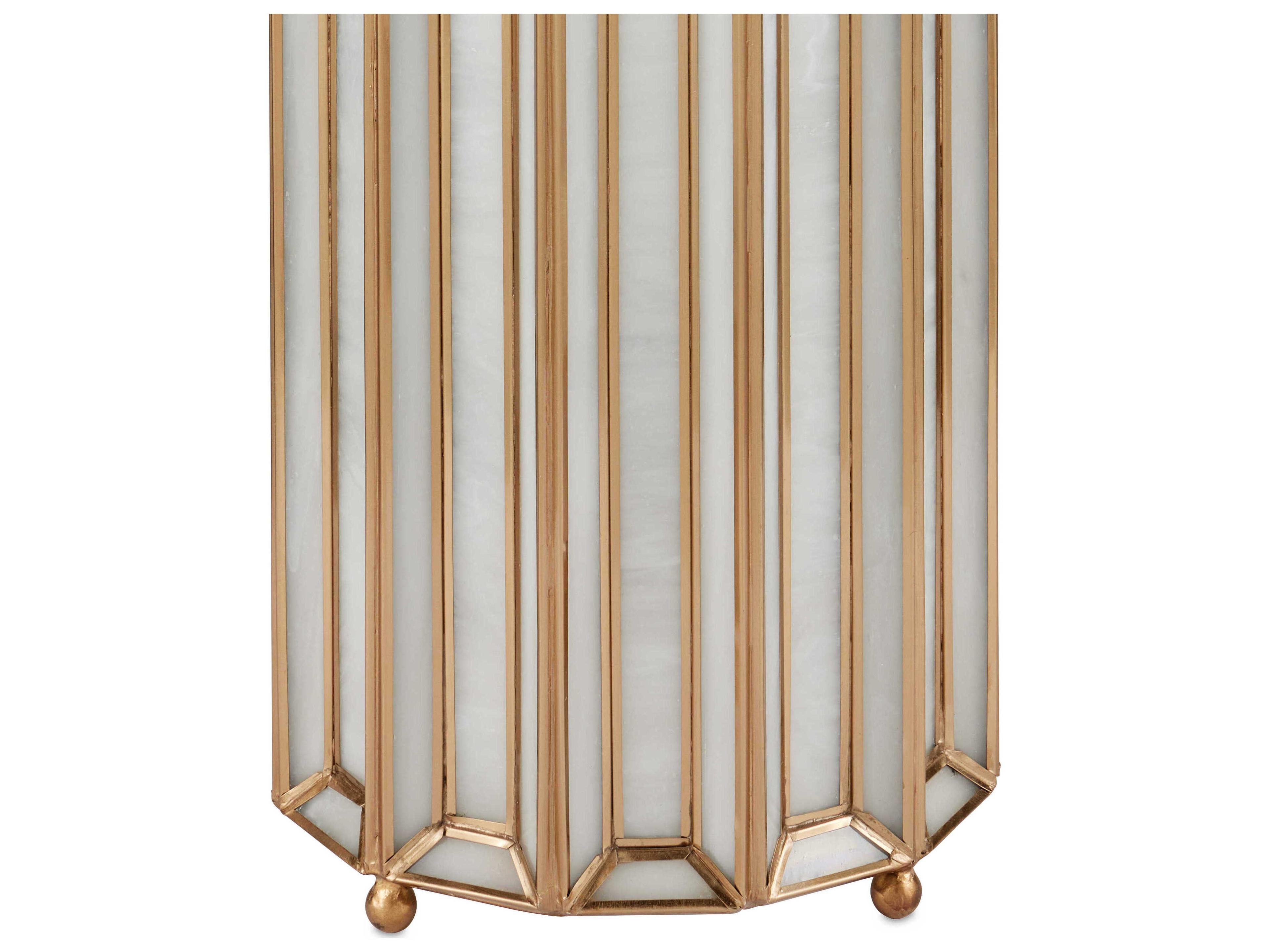 Currey & Company Daze Uplight White Antique Brass Table Lamp