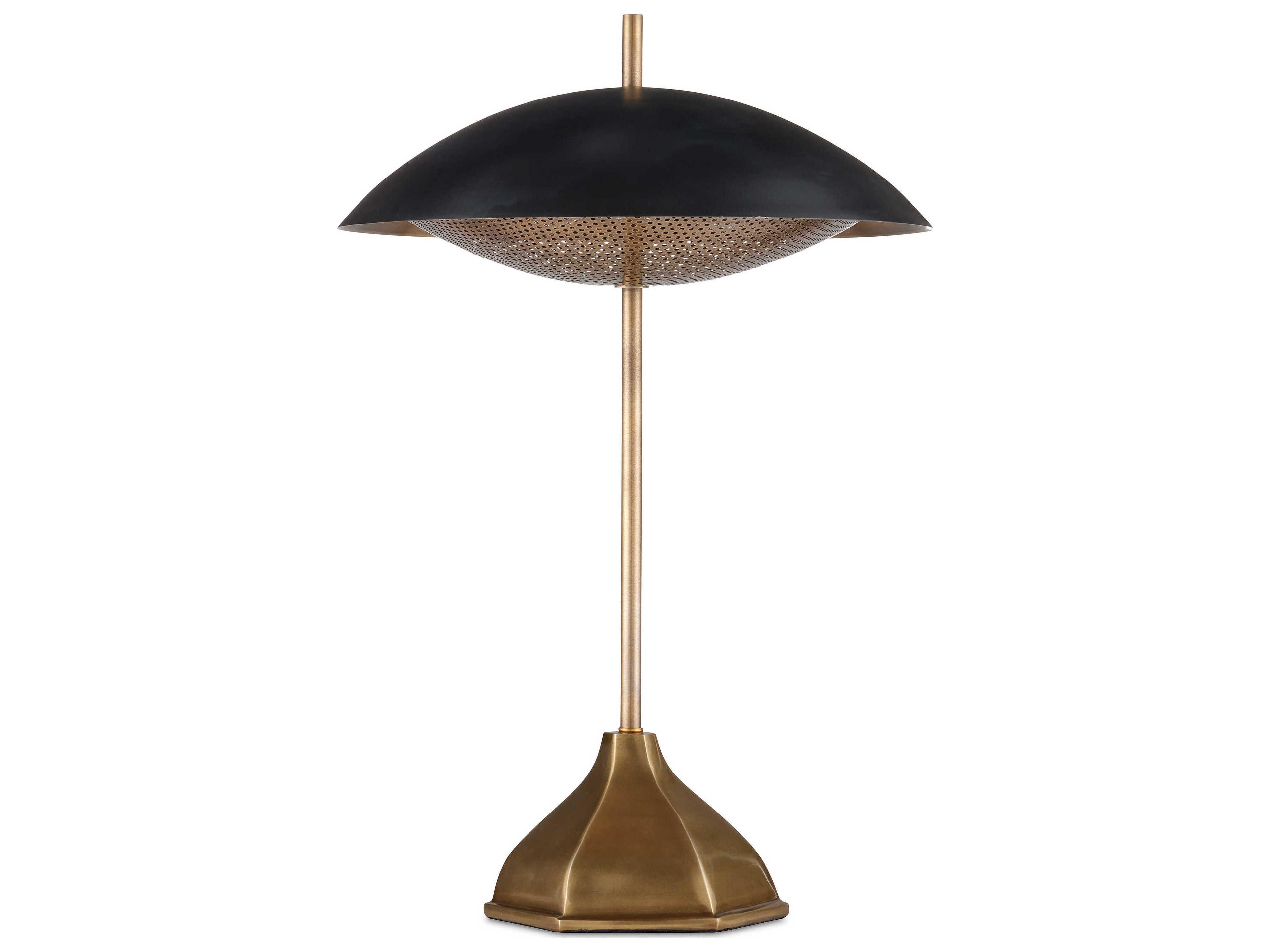 Currey & Company Domville Antique Brass Black Matte Metal Table Lamp
