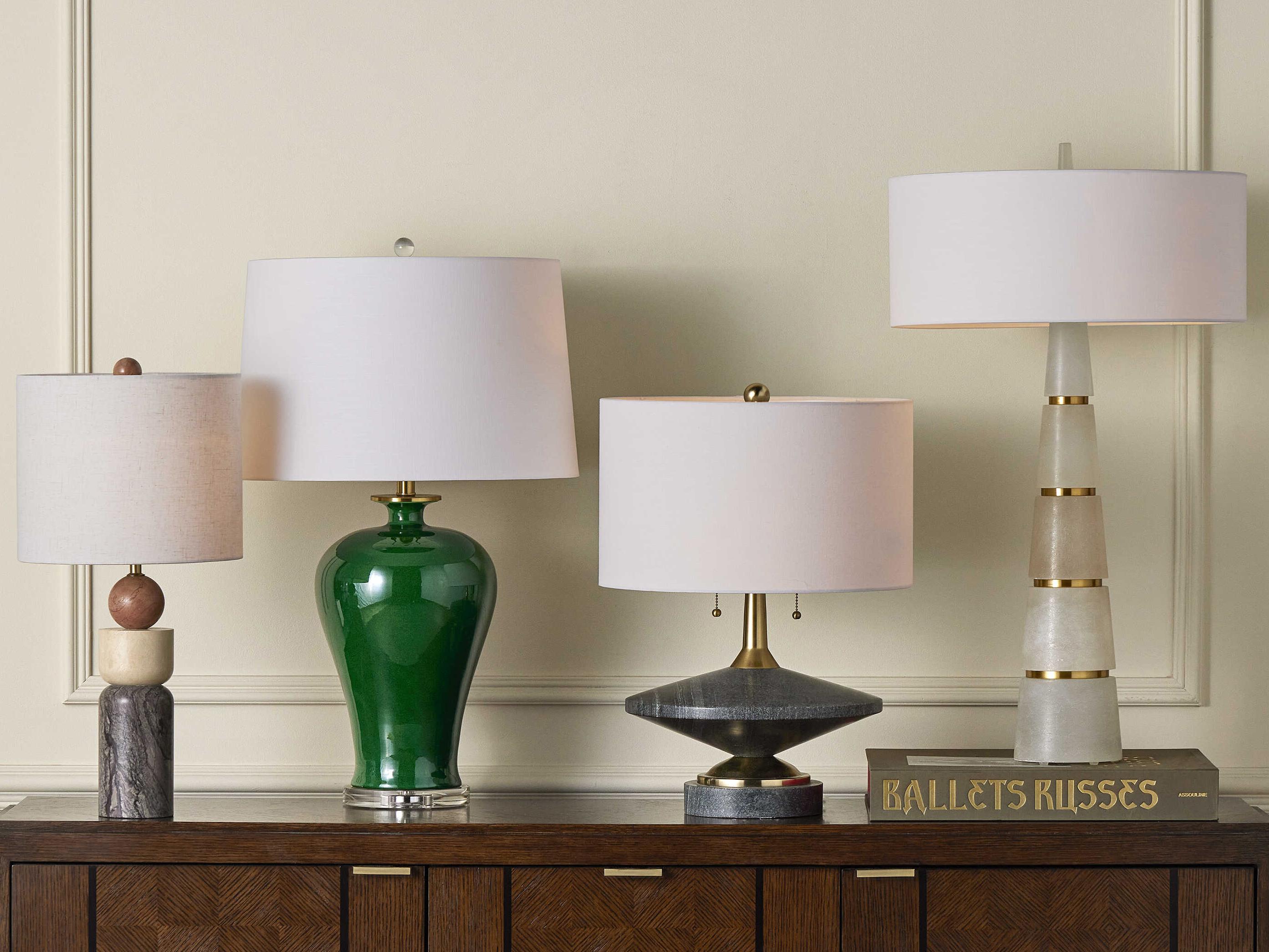 Currey & Company Jebel Natural Brushed Brass Beige Linen Table Lamp