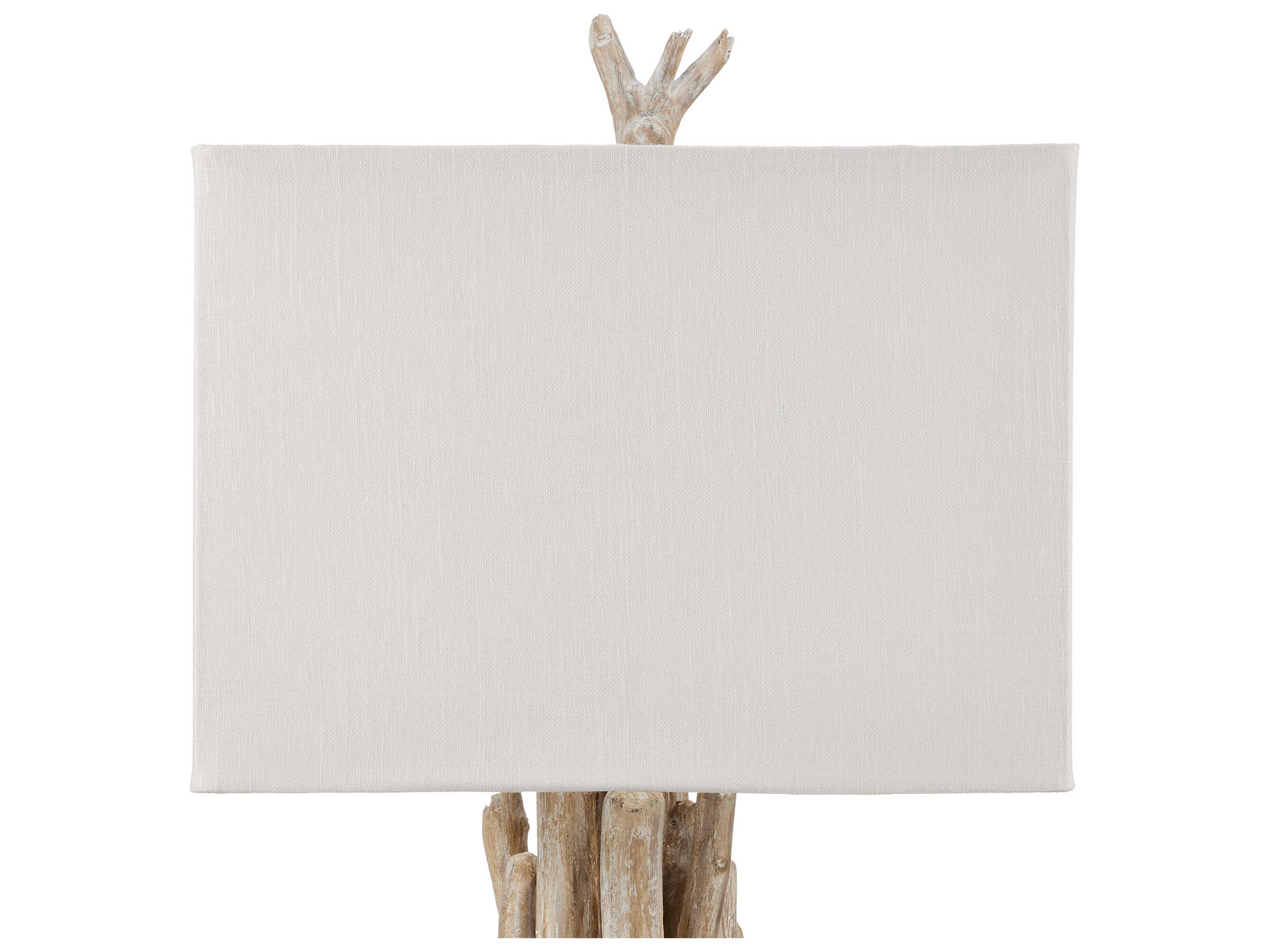 Currey & Company Driftwood Whitewashed Off White Linen Buffet Lamp