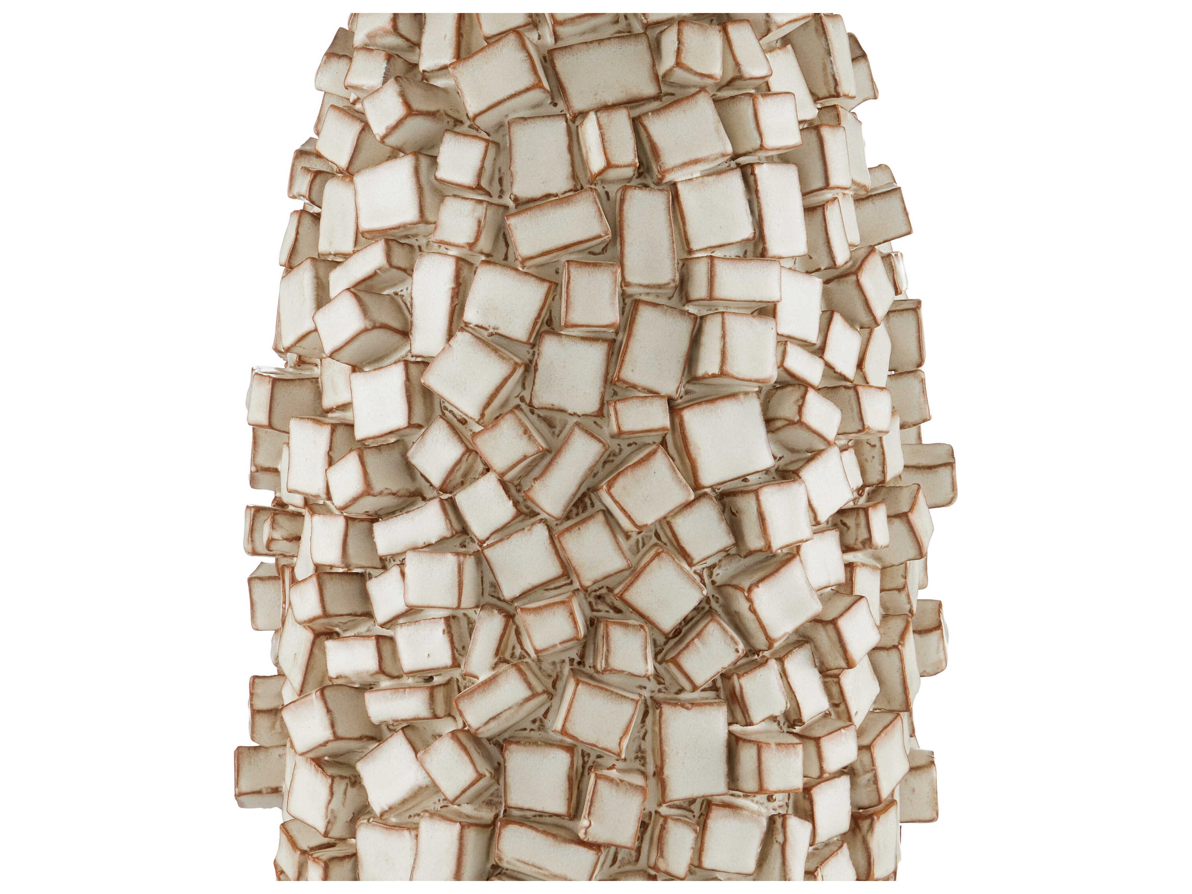 Currey & Company Sugar Cube Ivory Brown Natural Linen Buffet Lamp