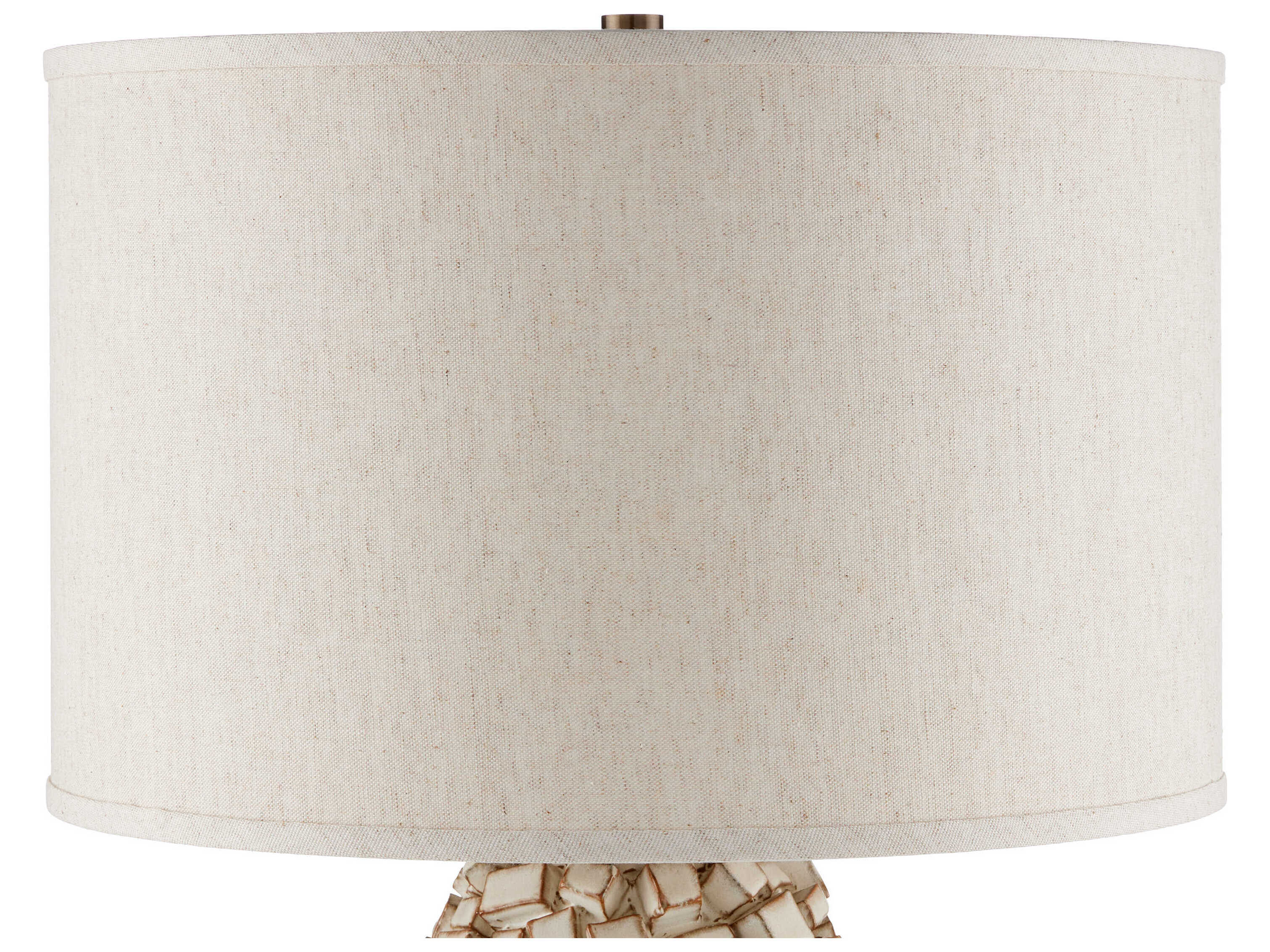 Currey & Company Sugar Cube Ivory Brown Natural Linen Buffet Lamp