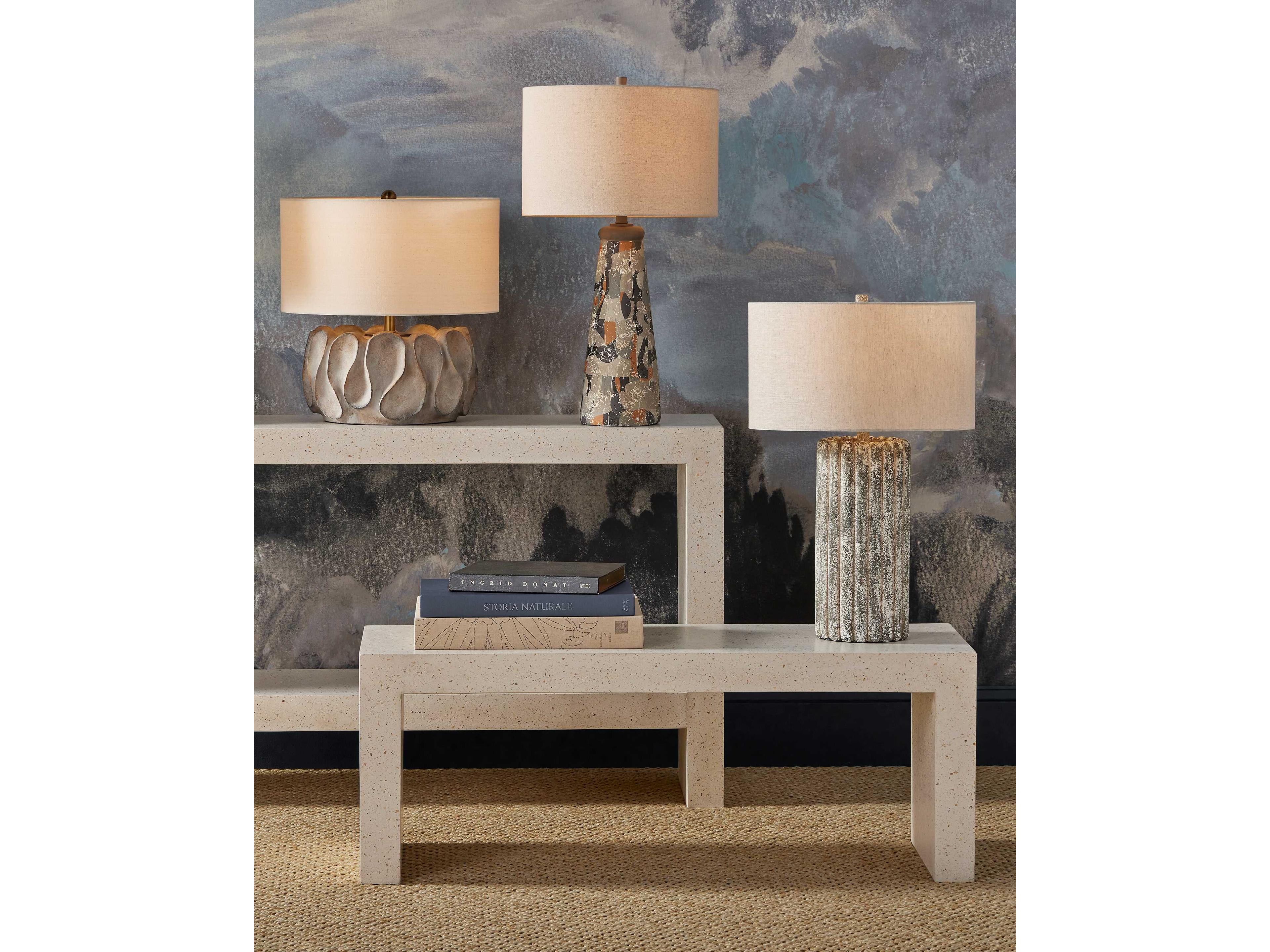 Currey & Company Boudoirs Dark Gray Natural Linen Buffet Lamp