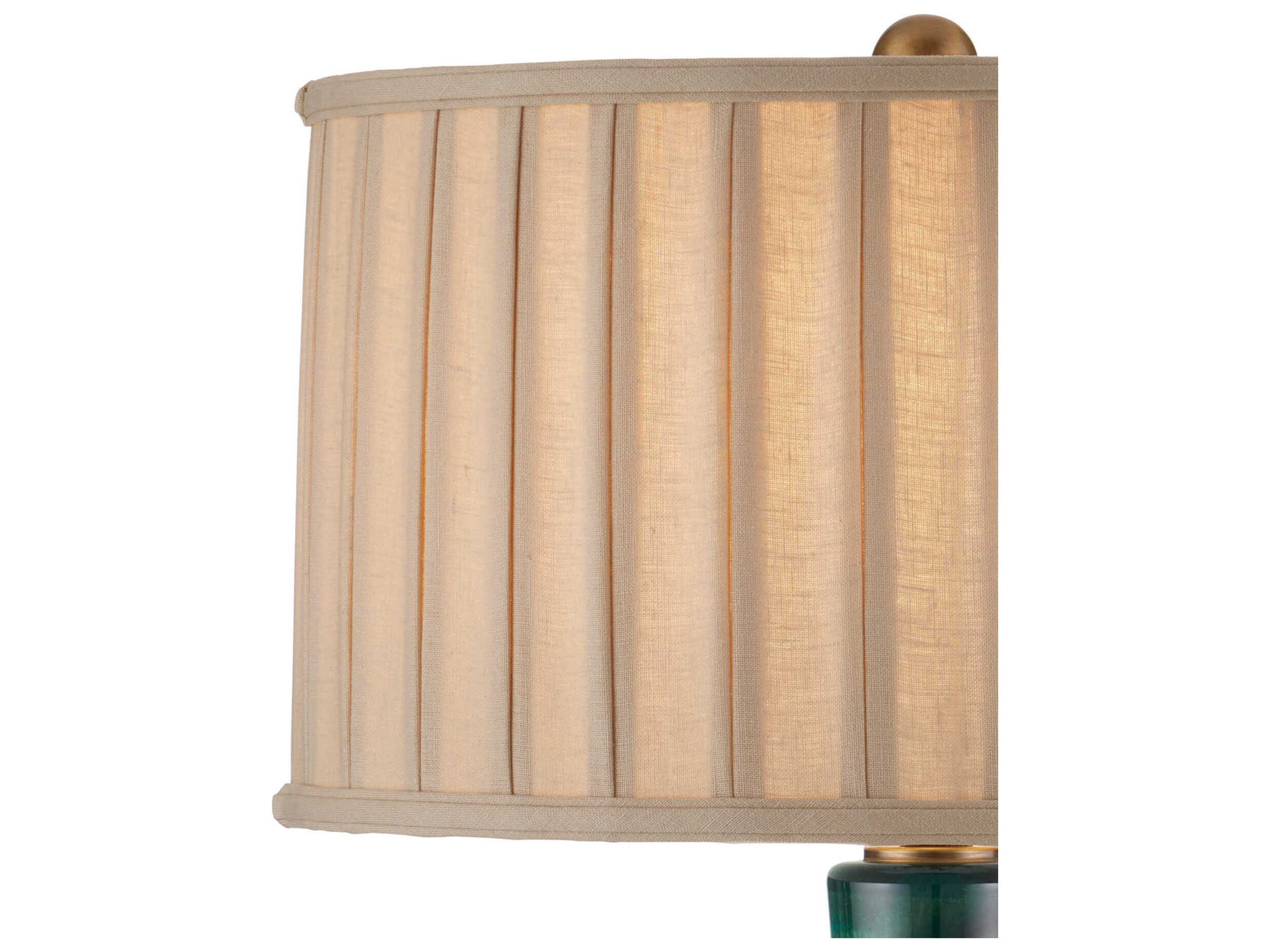 Currey & Company Lamartine Green Antique Brass Beige Linen Buffet Lamp