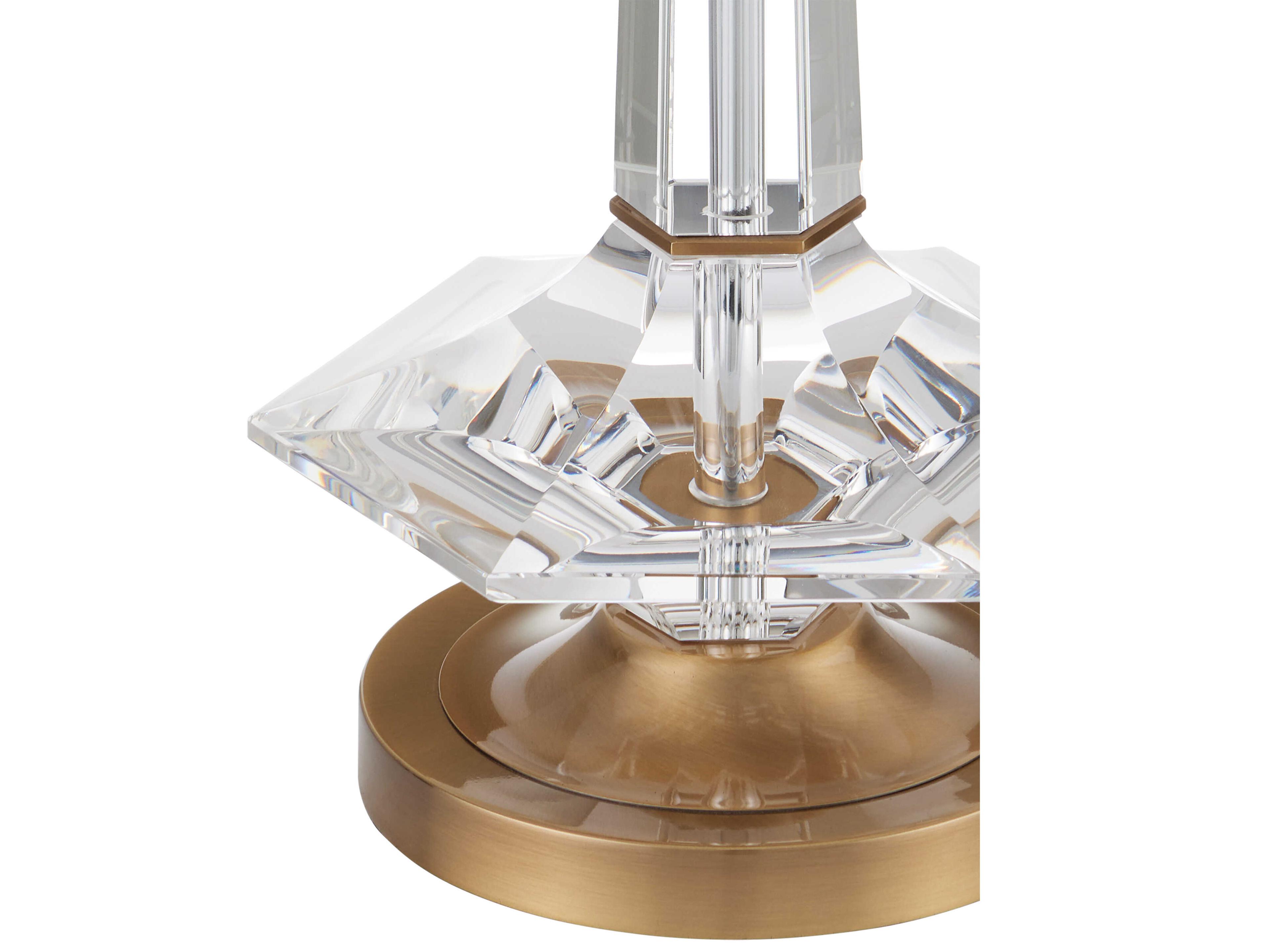 Currey & Company Anton Clear Antique Brass White Shantung Rayon Buffet Lamp