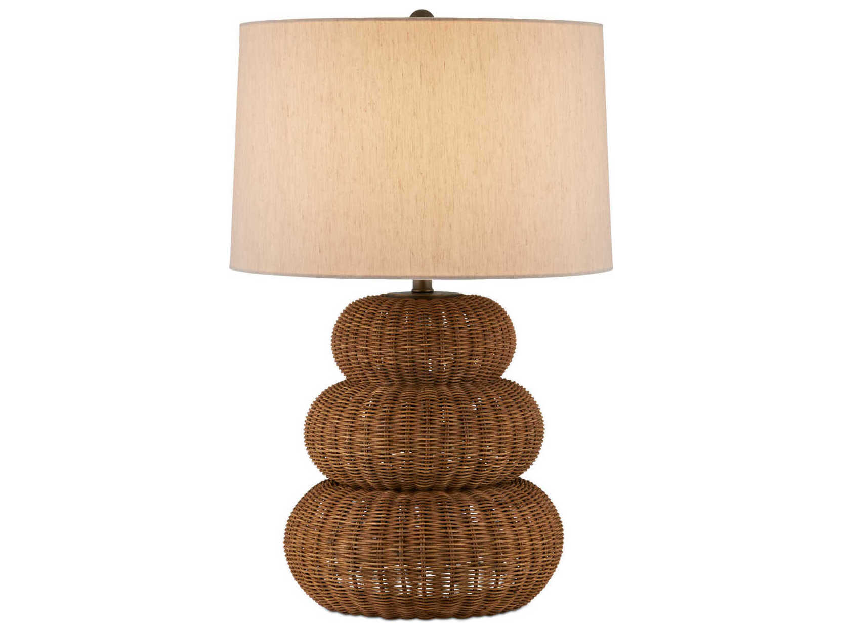 Currey & Company Mabrouka Dark Brown Antique Brass Natural Linen Buffet Lamp