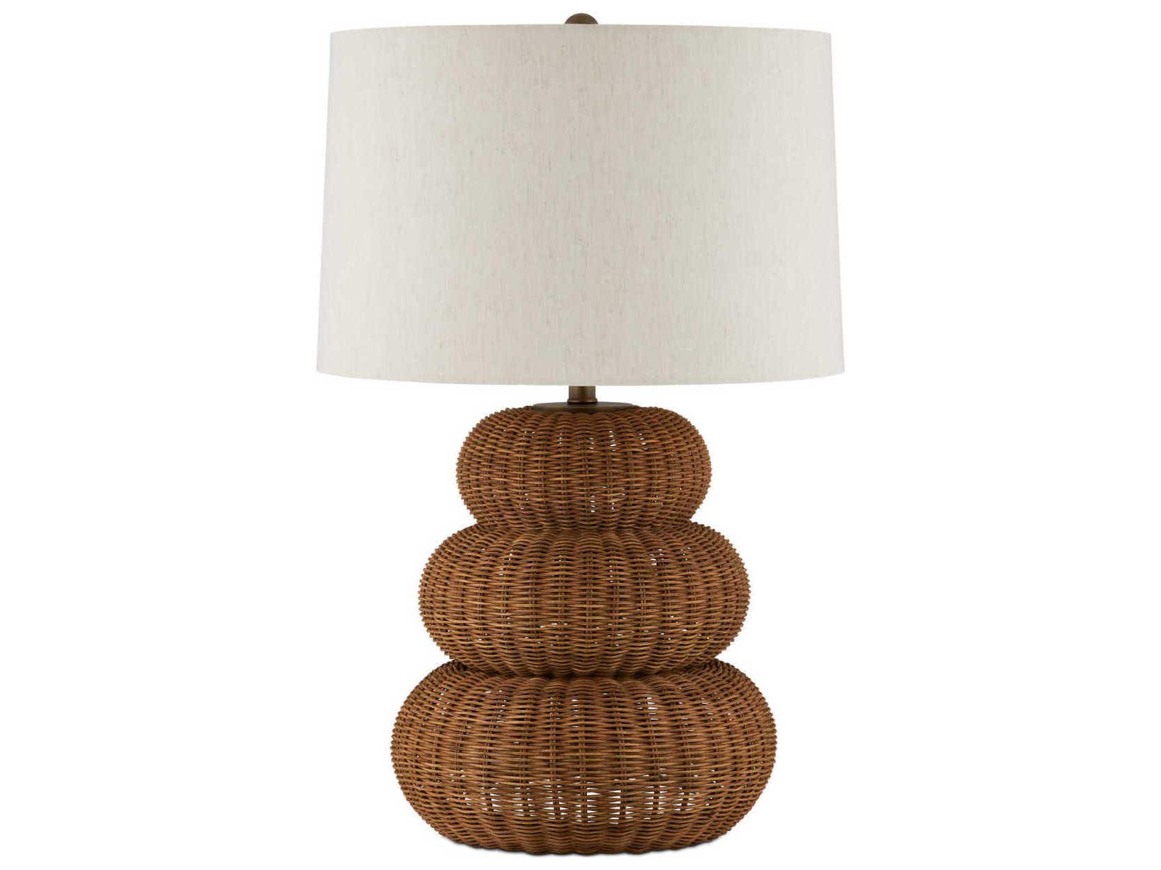 Currey & Company Mabrouka Dark Brown Antique Brass Natural Linen Buffet Lamp