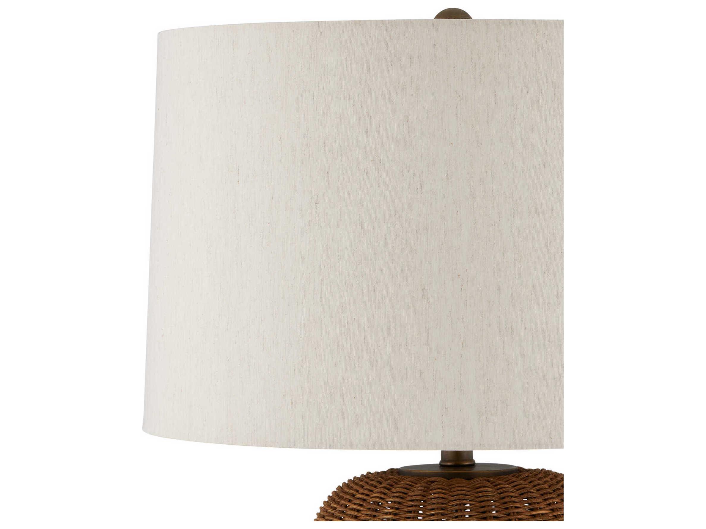 Currey & Company Mabrouka Dark Brown Antique Brass Natural Linen Buffet Lamp