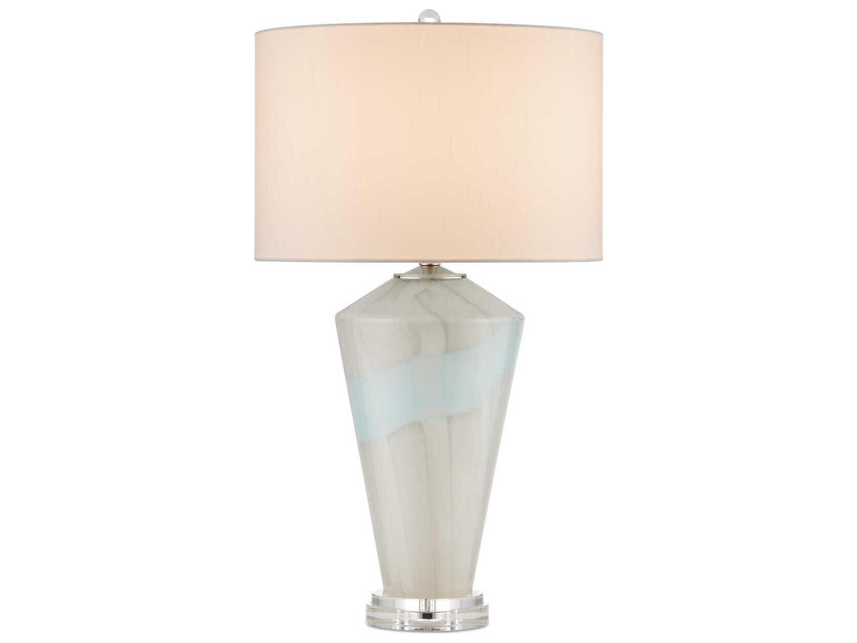 Currey & Company Floating Cloud Pale Gray Light Blue Polished Nickel Buffet Lamp