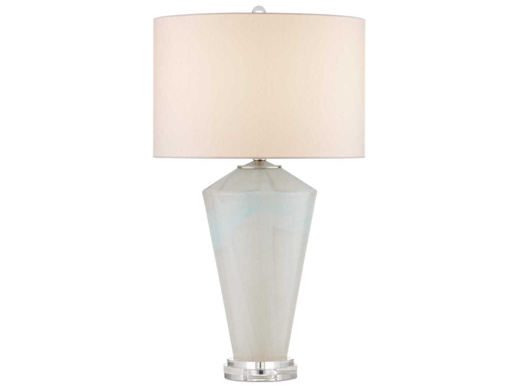 Currey & Company Floating Cloud Pale Gray Light Blue Polished Nickel Buffet Lamp
