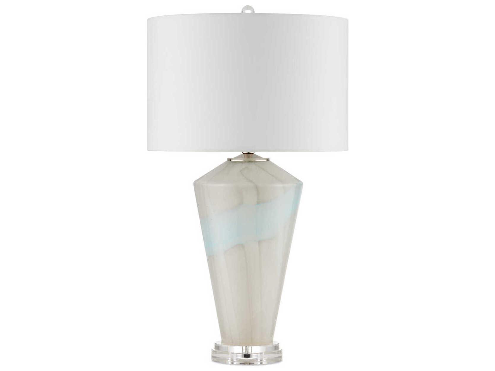 Currey & Company Floating Cloud Pale Gray Light Blue Polished Nickel Buffet Lamp