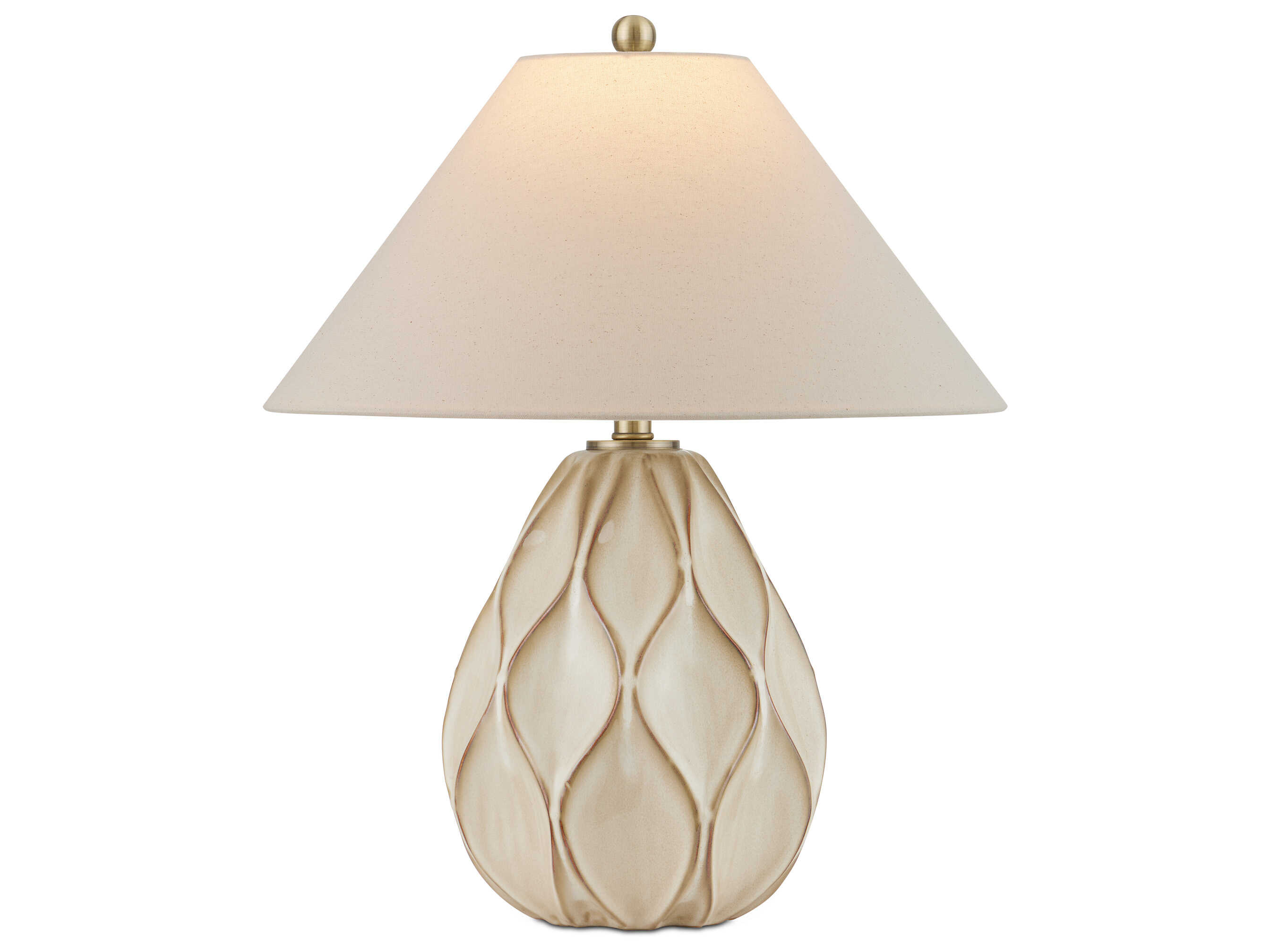 Currey & Company Edgemoor Beige Dark Brown Light Antique Brass Off White Table Lamp