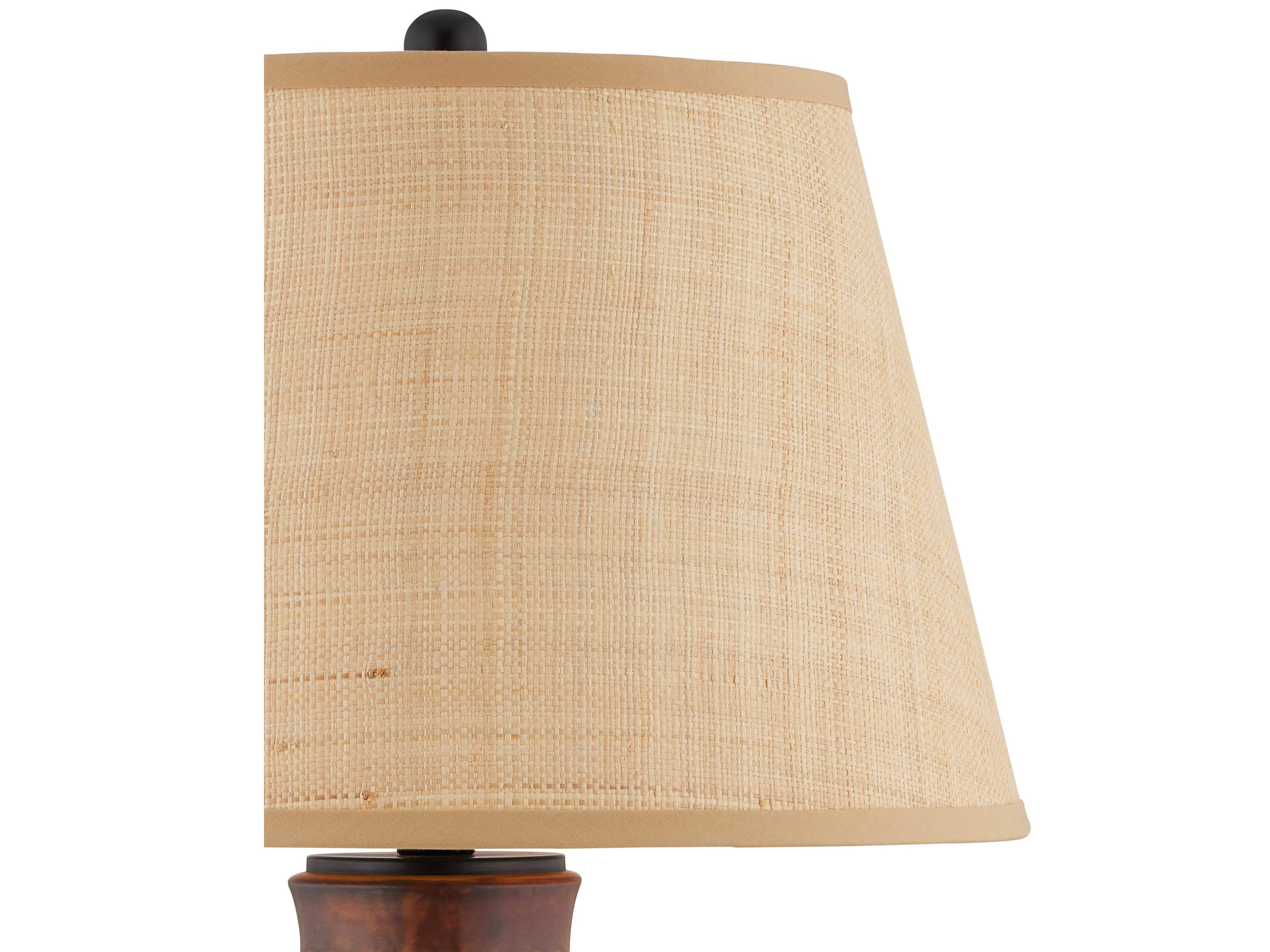 Currey & Company Atamo Dark Brown Rustic Black Natural Raffia Table Lamp