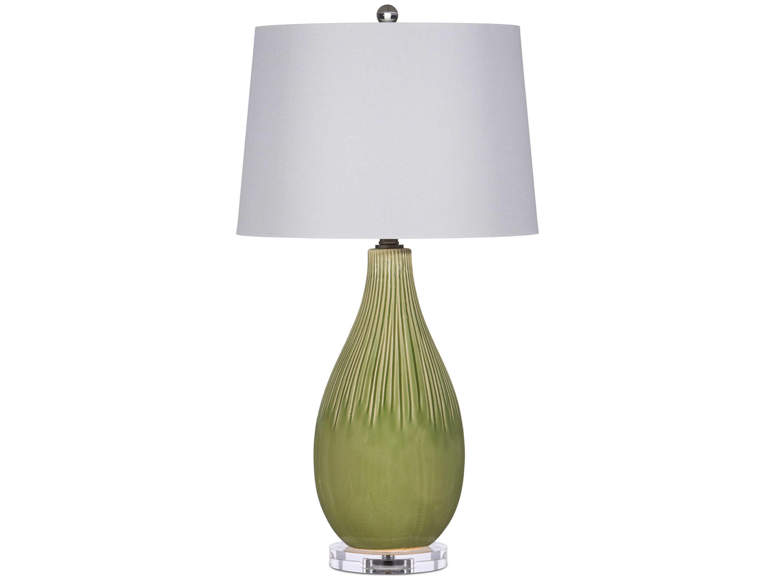 Currey & Company Anjou White Linen Green Buffet Lamp