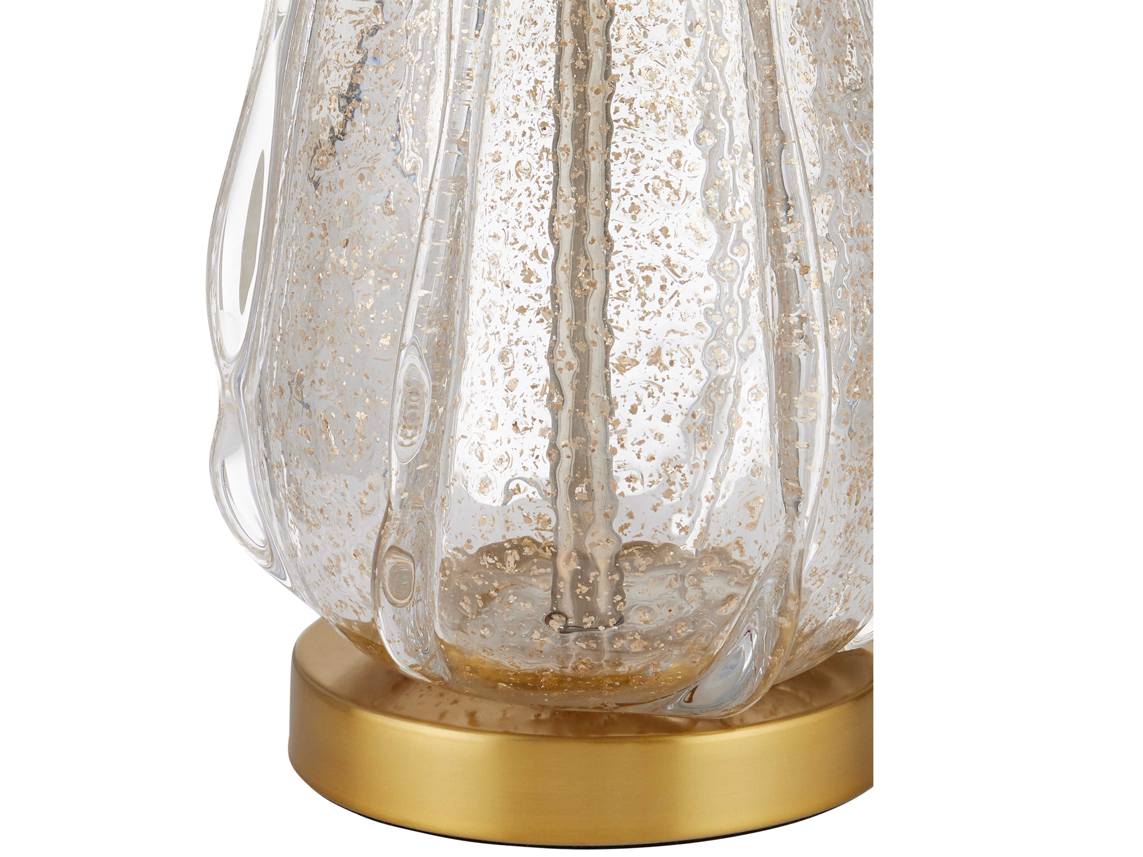 Currey & Company Zyphyrine Clear Gold Antique Brass Beige Linen Buffet Lamp