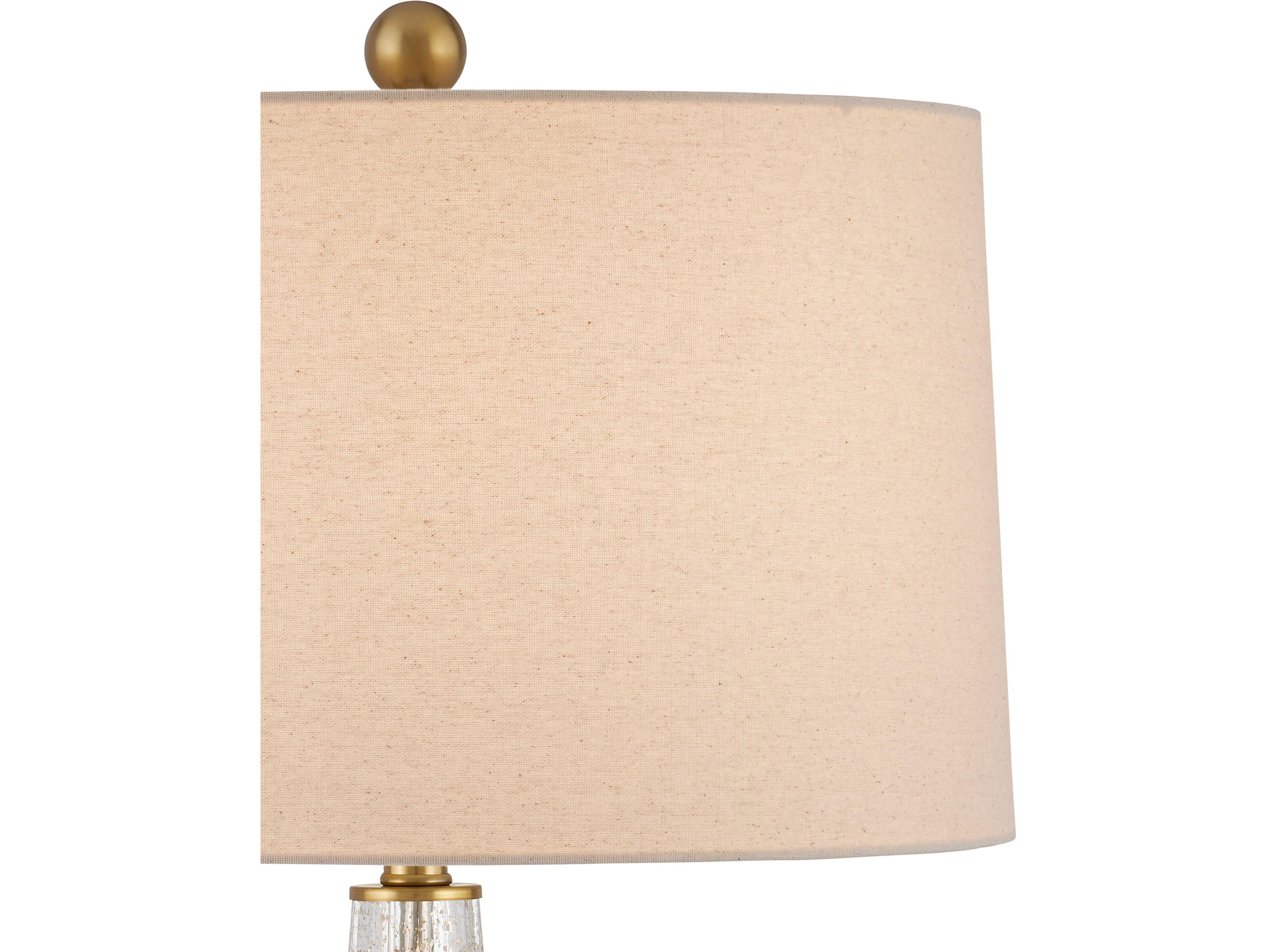 Currey & Company Zyphyrine Clear Gold Antique Brass Beige Linen Buffet Lamp