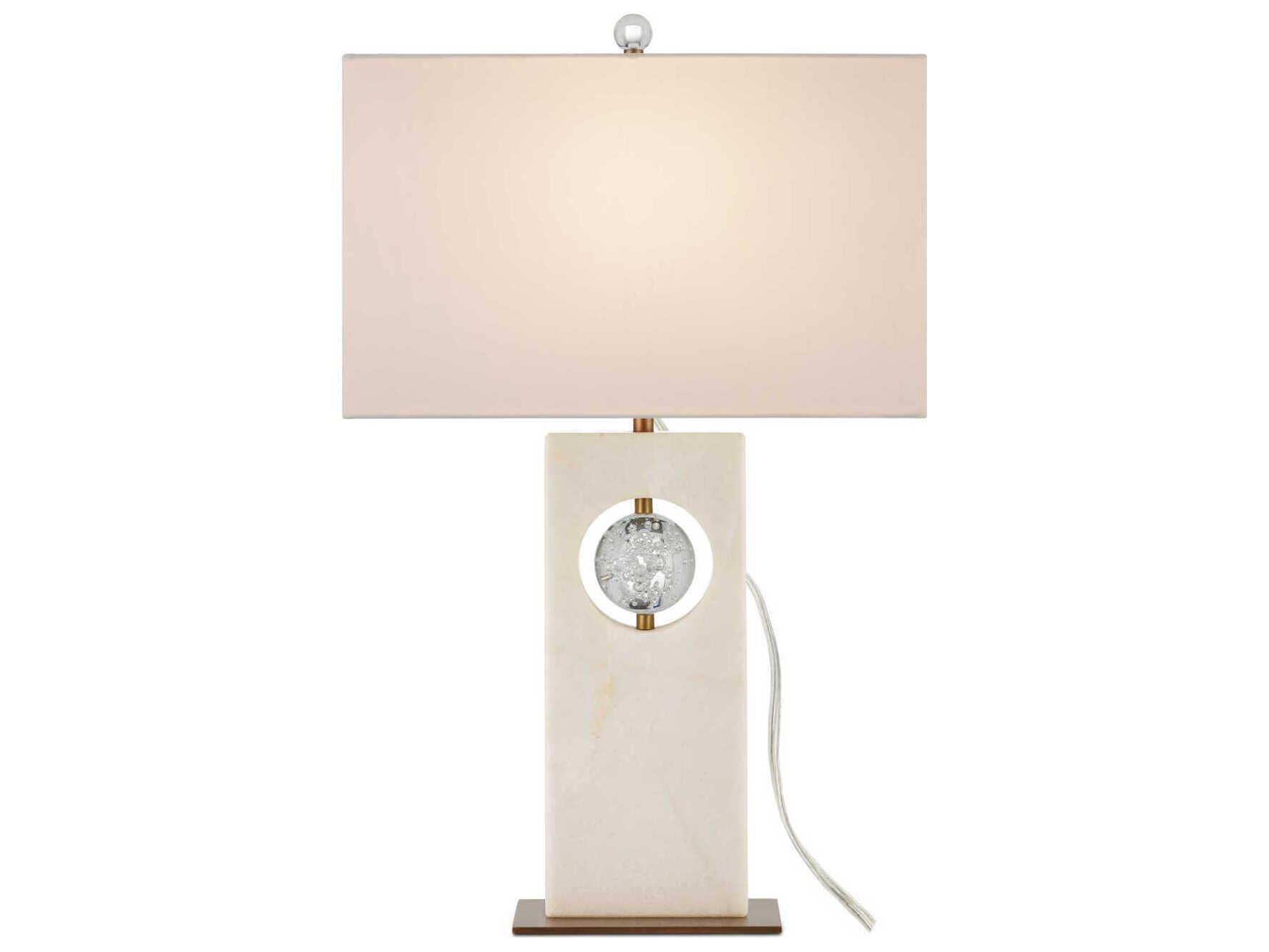 Currey & Company Radiant White Antique Brass Natural Linen Buffet Lamp