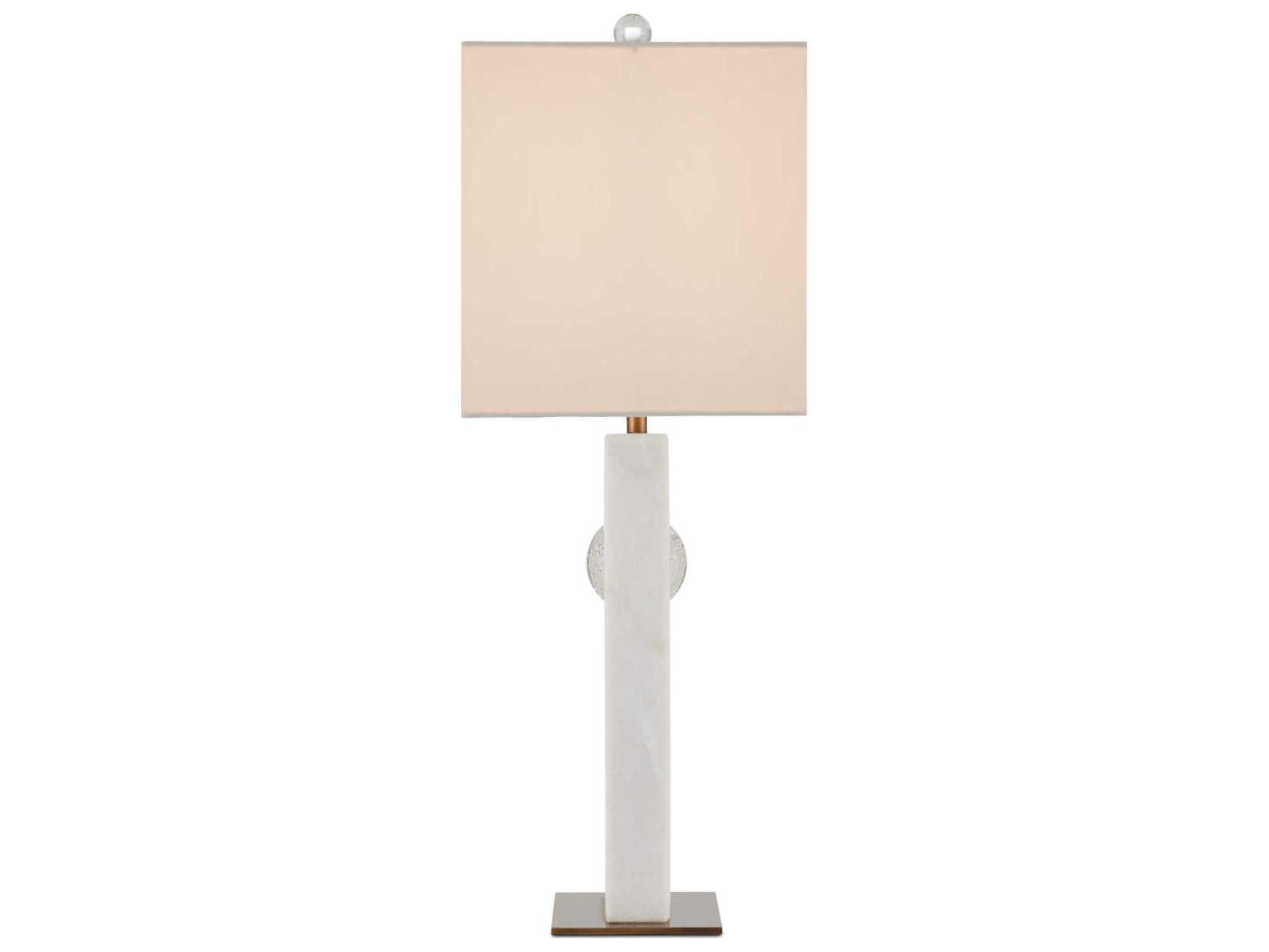 Currey & Company Radiant White Antique Brass Natural Linen Buffet Lamp