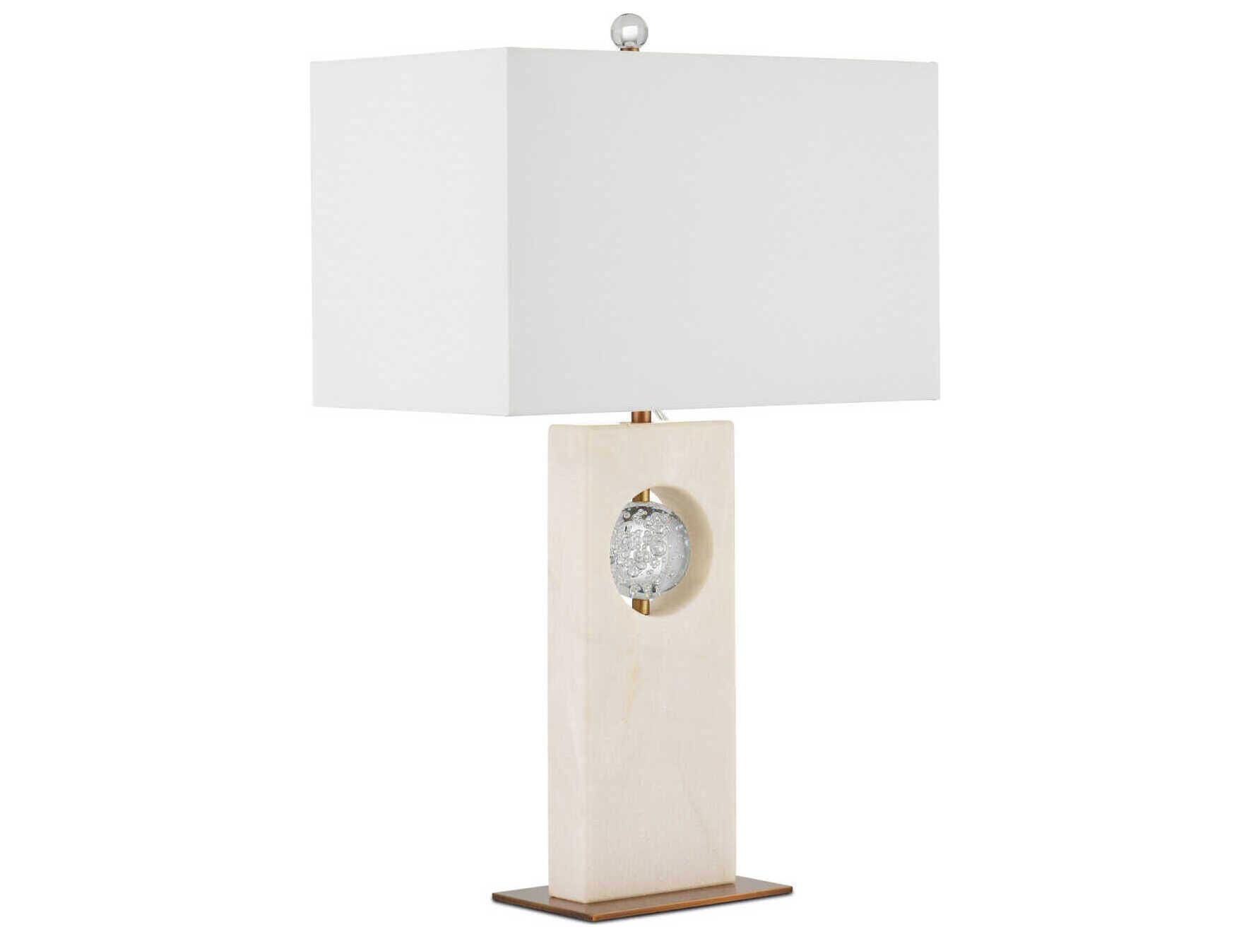 Currey & Company Radiant White Antique Brass Natural Linen Buffet Lamp