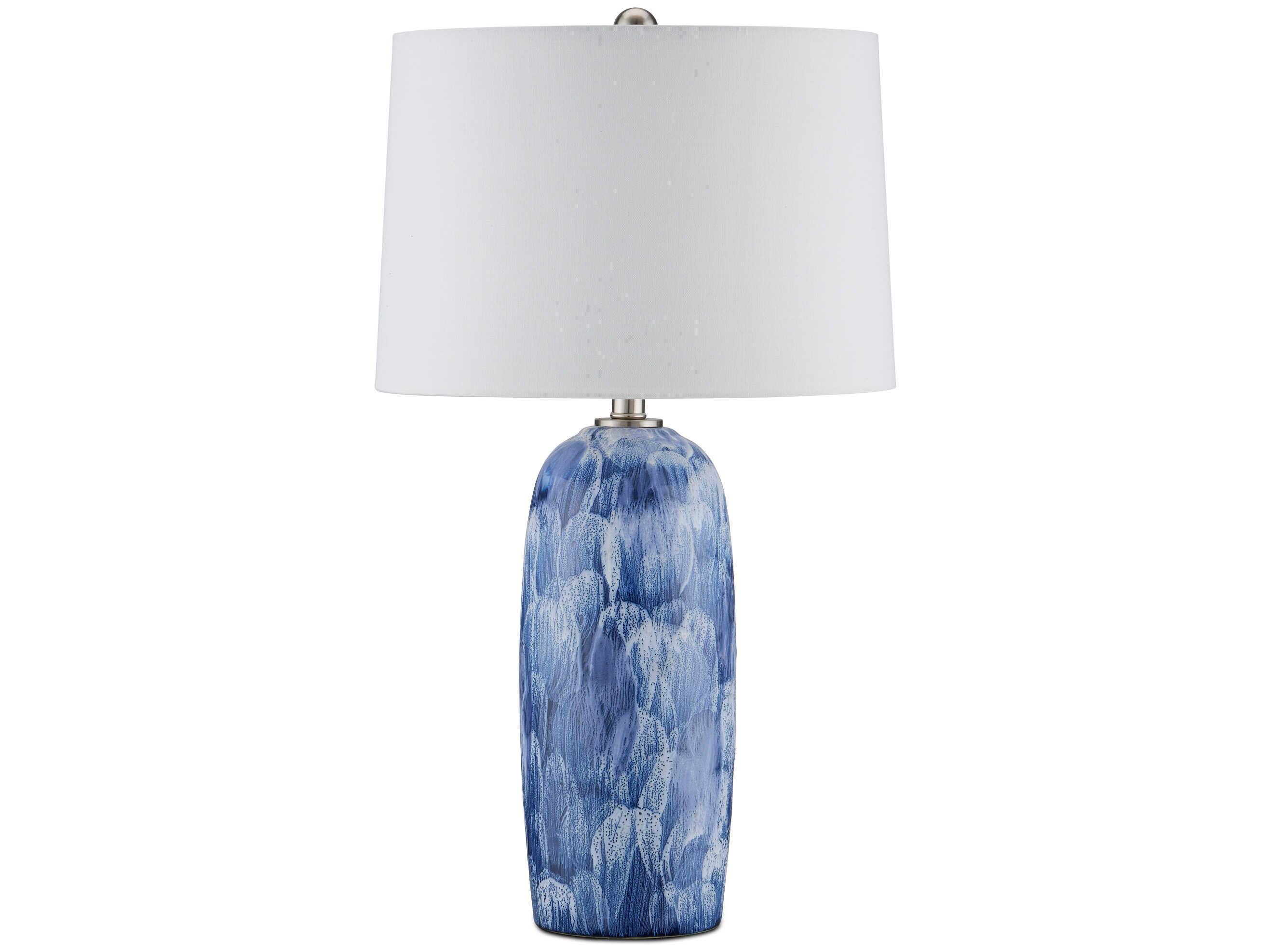 Currey & Company Pallas Blue White Brushed Nickel Buffet Lamp