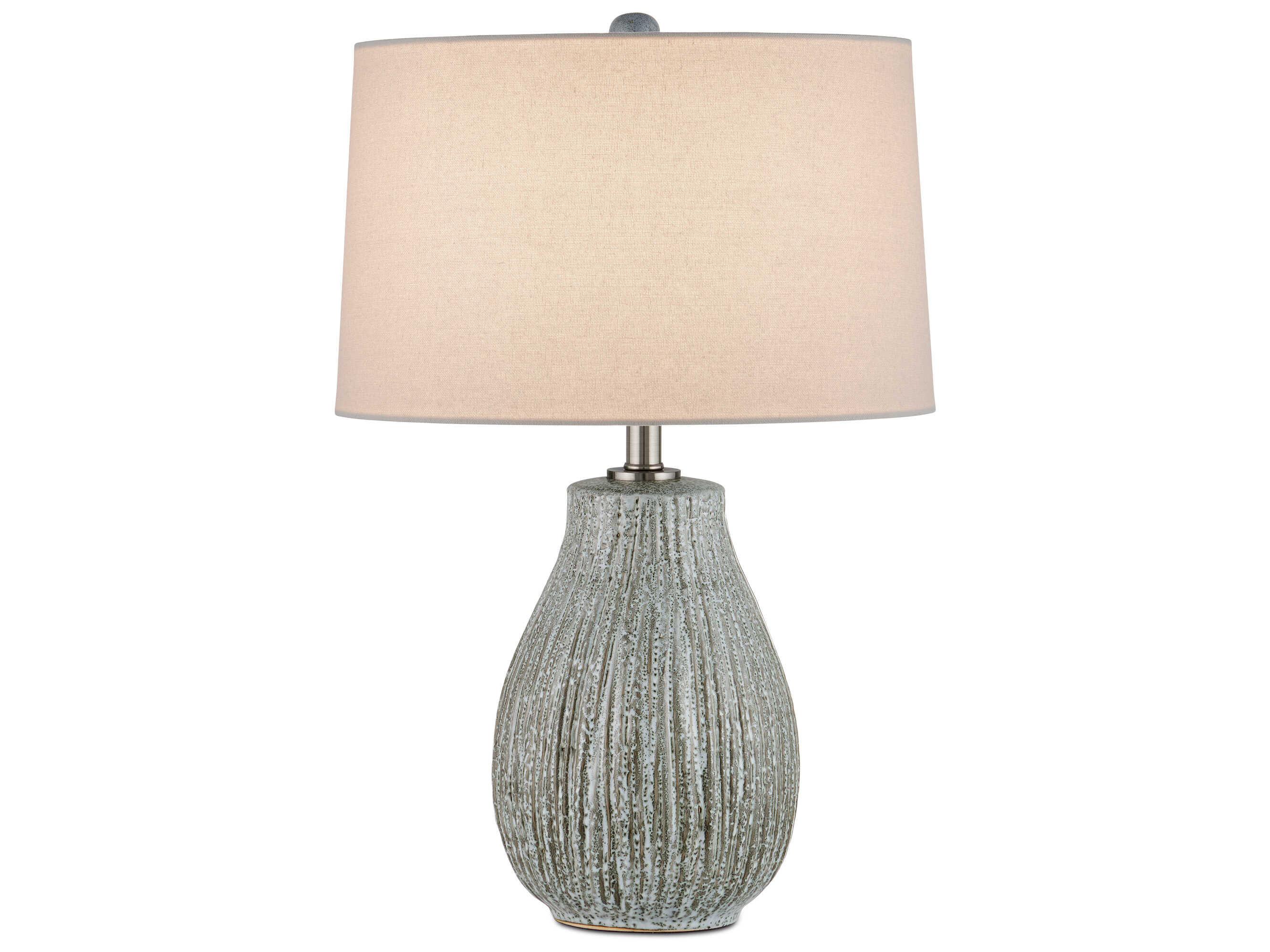 Currey & Company Fidella Reactive Black White Brushed Nickel Gray Table Lamp