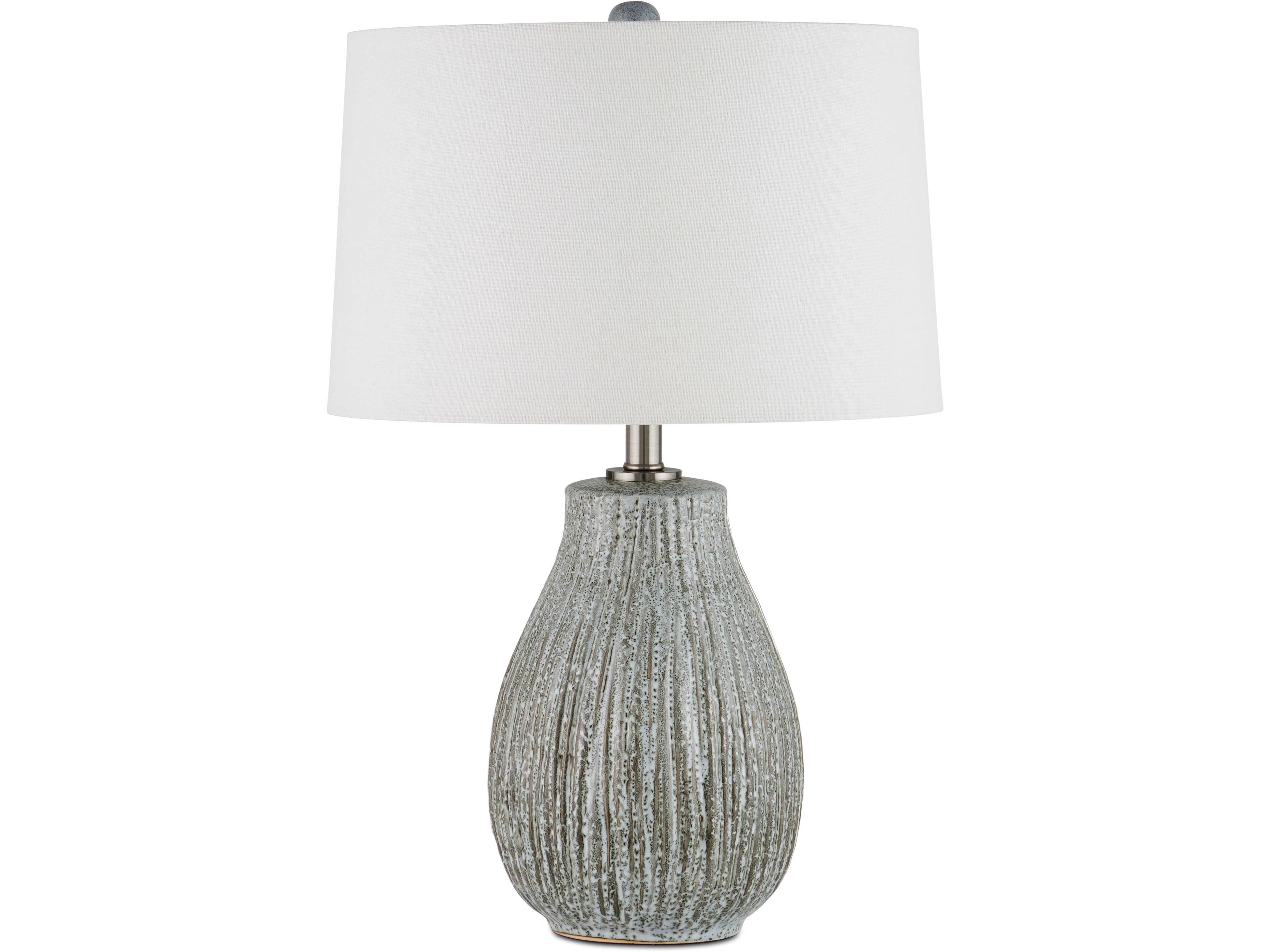 Currey & Company Fidella Reactive Black White Brushed Nickel Gray Table Lamp