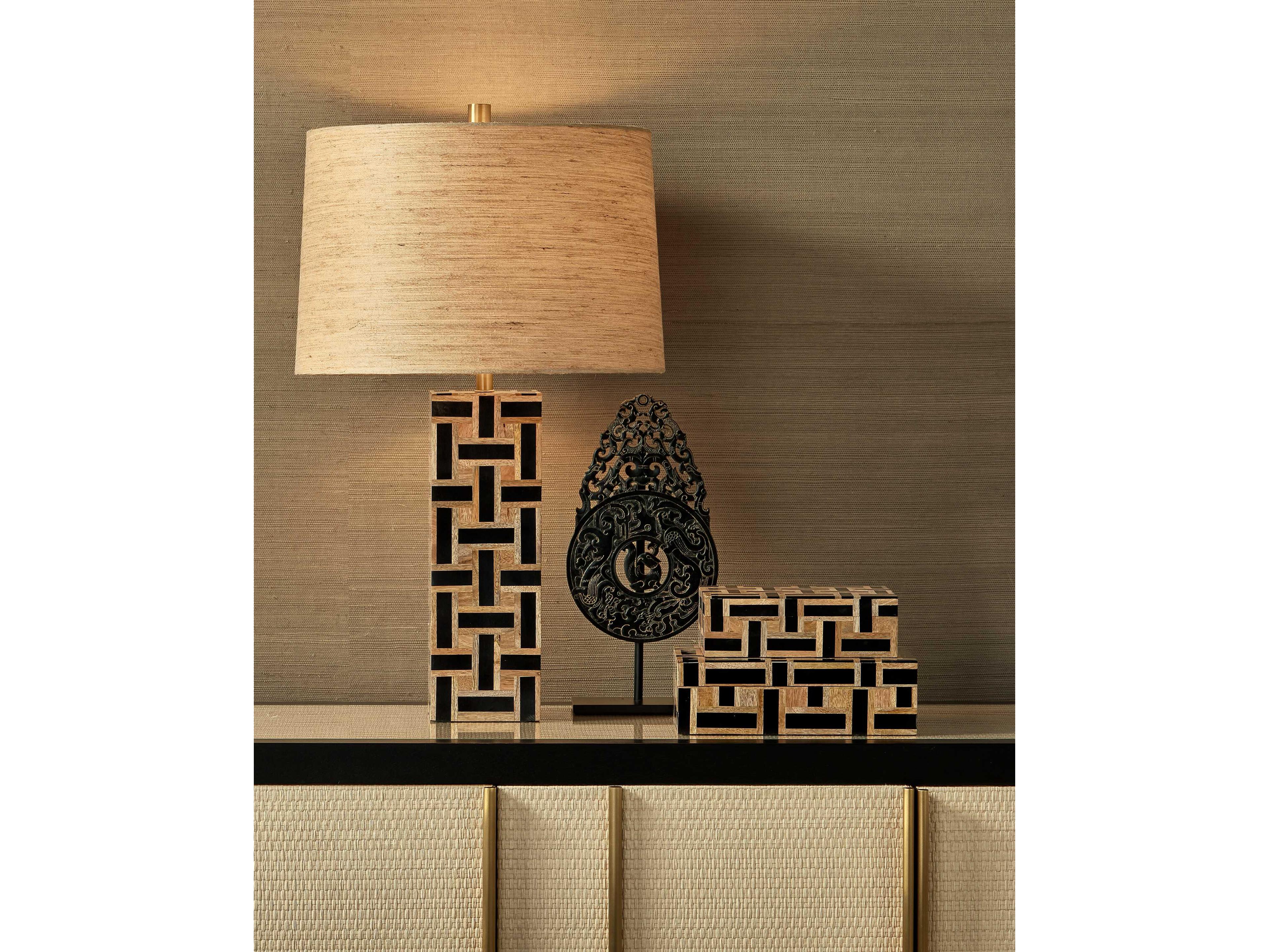 Currey & Company Aarna Natural Black Brown Rope Buffet Lamp