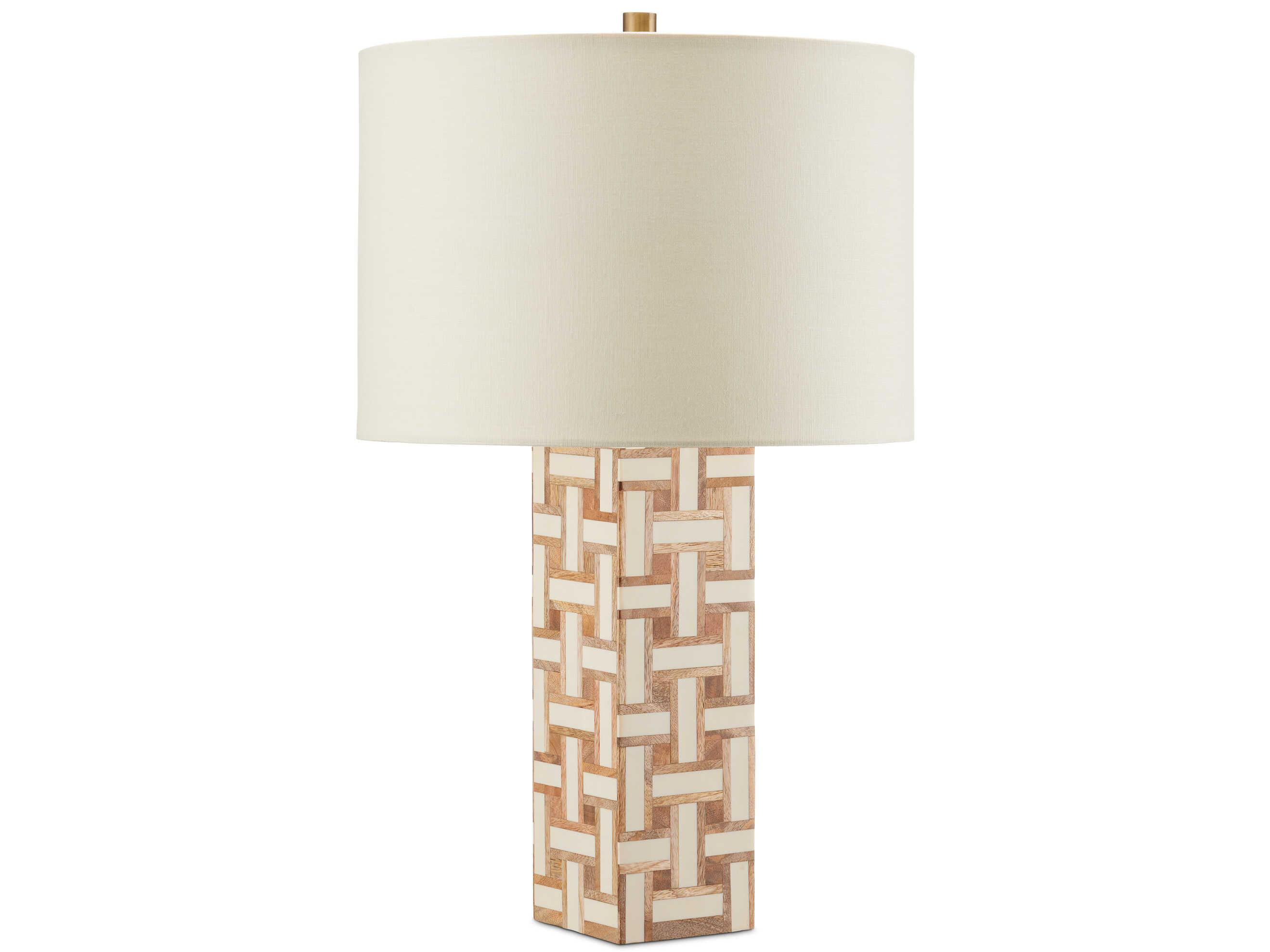 Currey & Company Aarna Natural Ivory Light Beige Linen Off White Buffet Lamp