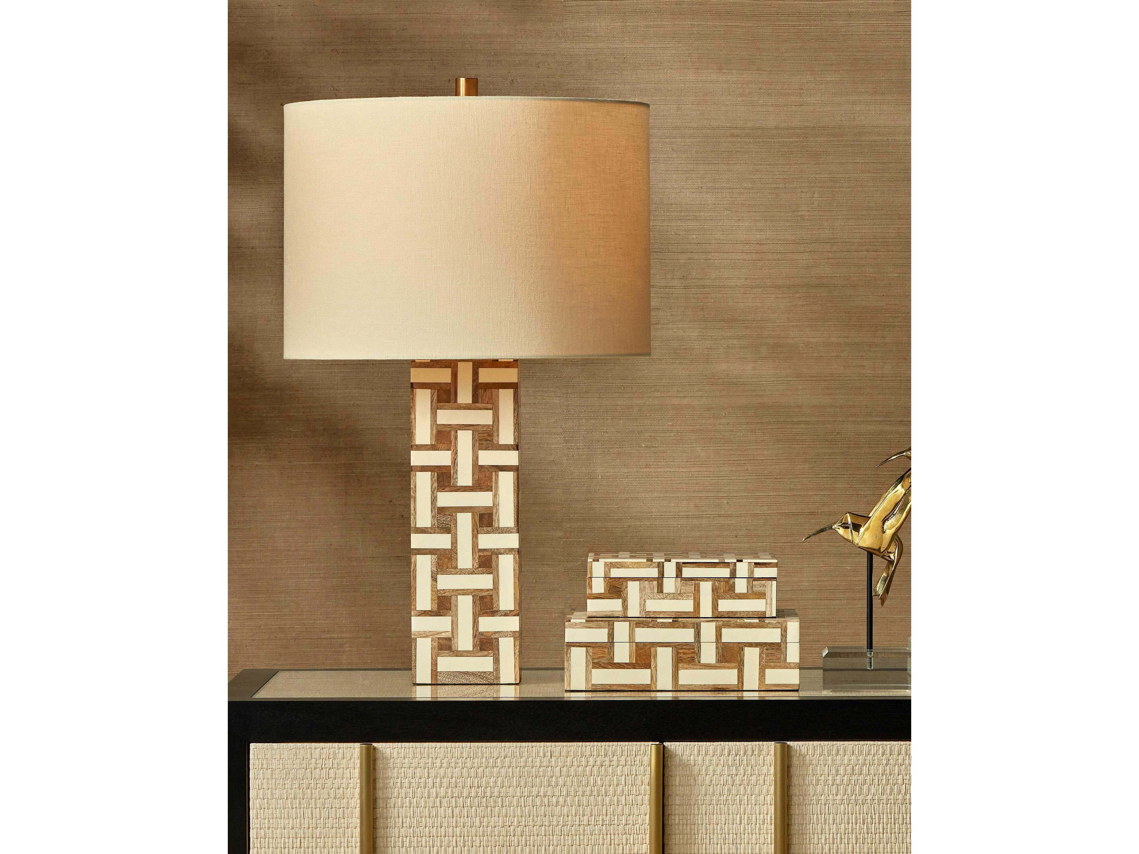 Currey & Company Aarna Natural Ivory Light Beige Linen Off White Buffet Lamp